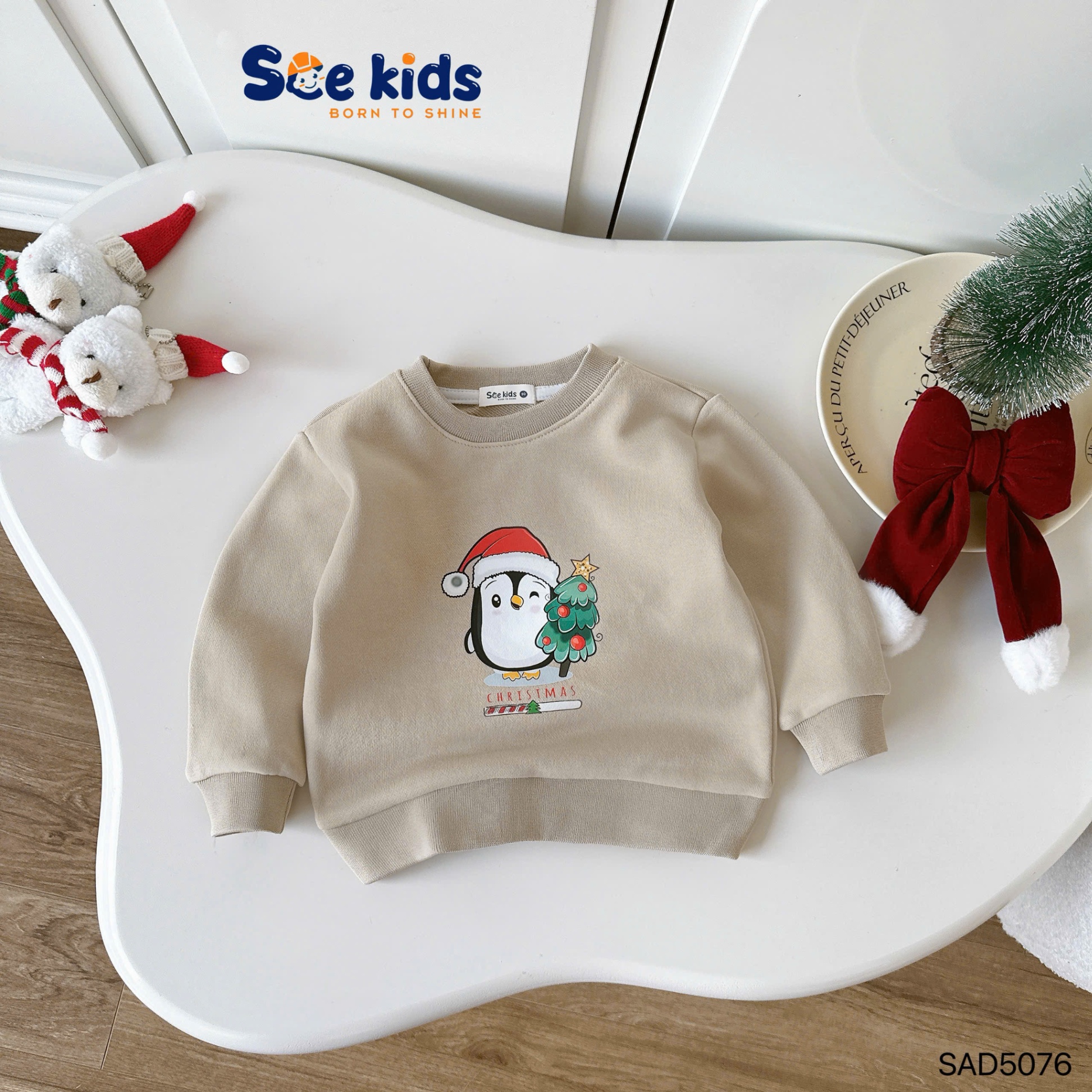 Áo nỉ da cá hình in giáng sinh SCE KIDS