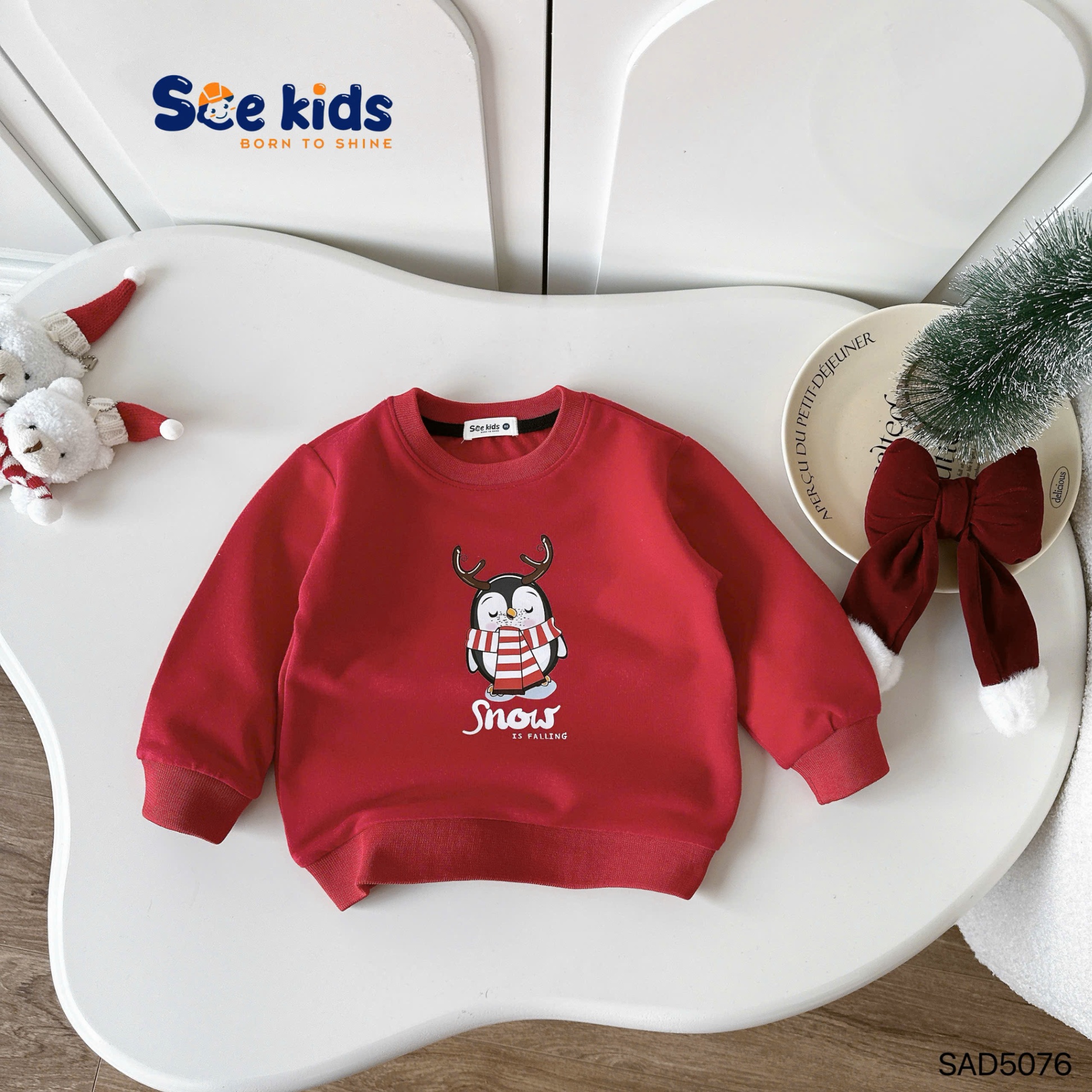 Áo nỉ da cá hình in giáng sinh SCE KIDS