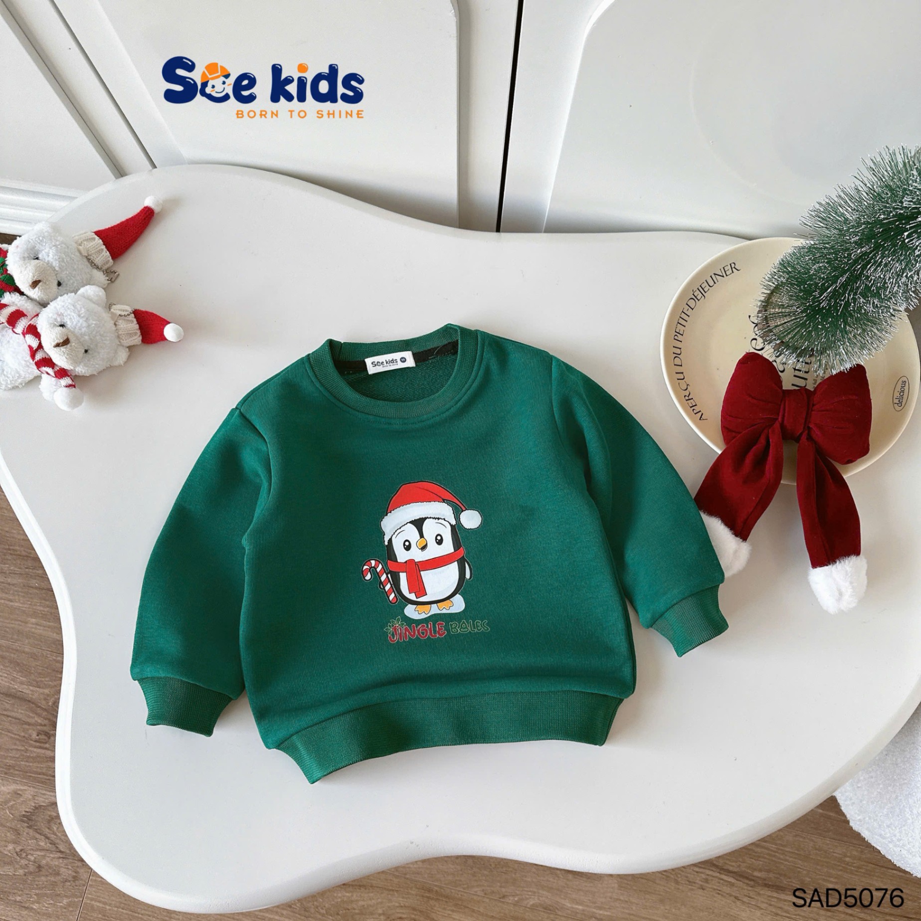 Áo nỉ da cá hình in giáng sinh SCE KIDS