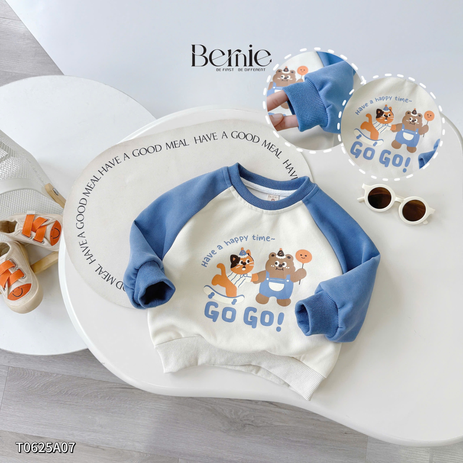 Áo nỉ dài tay raglan Go Go Bernie