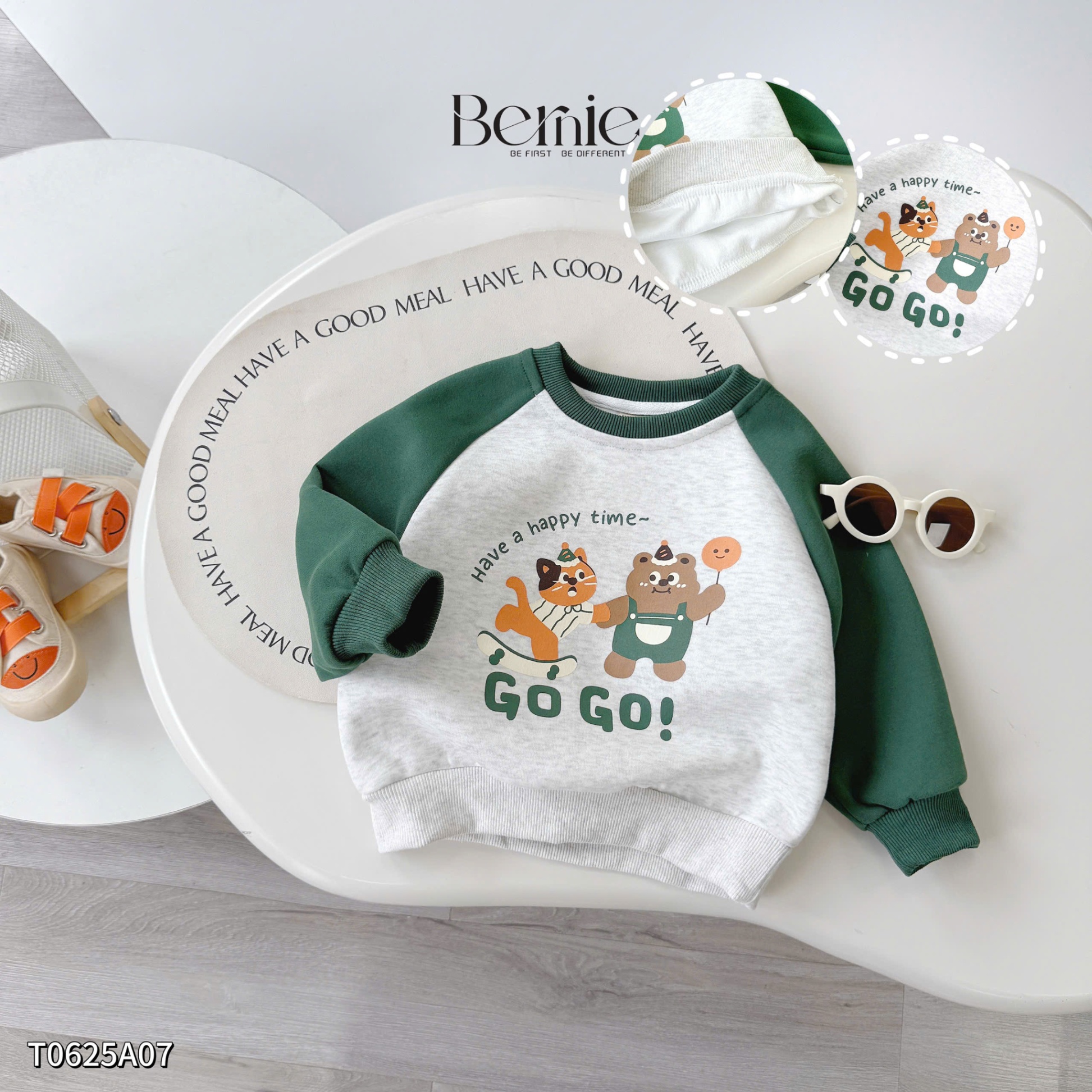 Áo nỉ dài tay raglan Go Go Bernie