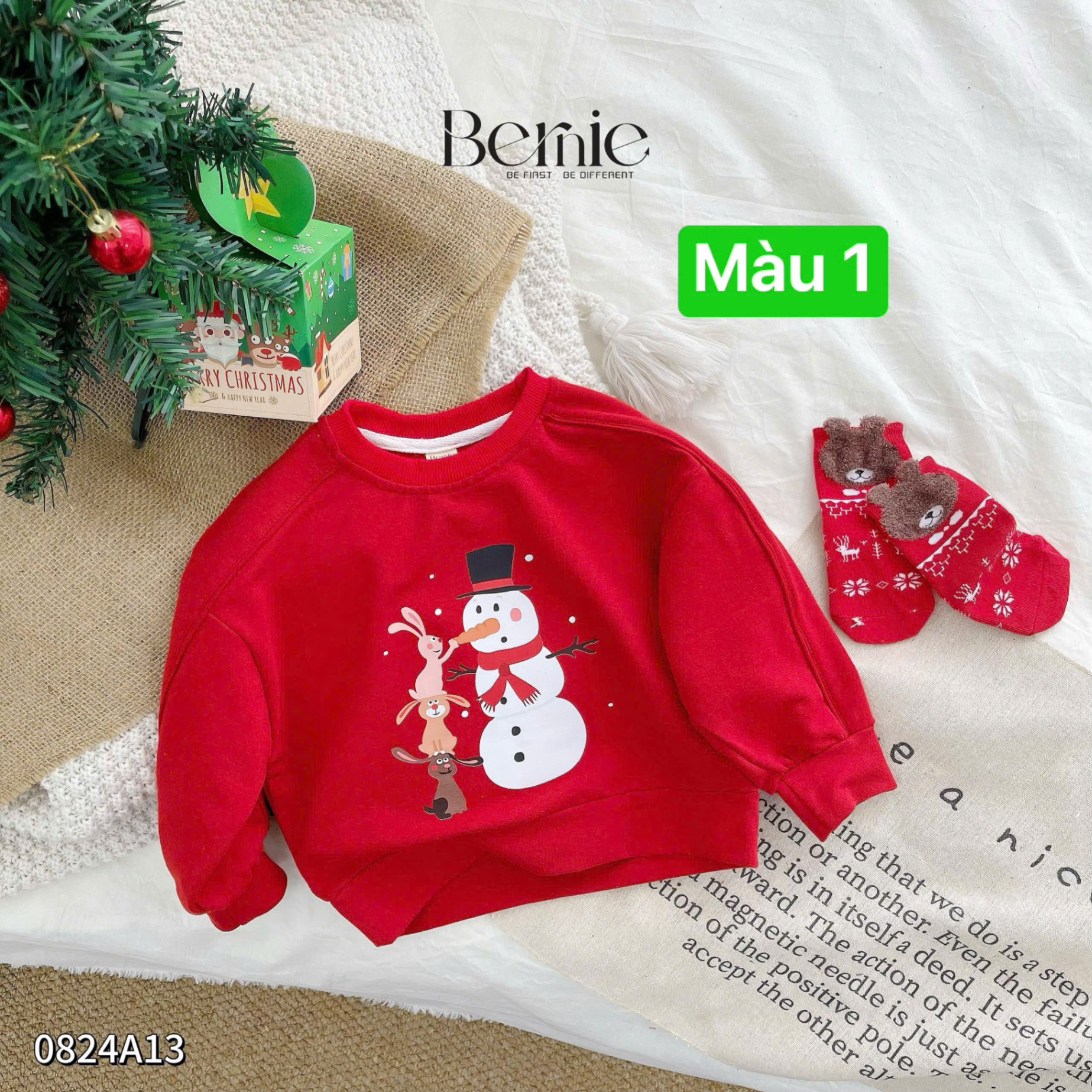 Áo noel đỏ họa tiết Bernie