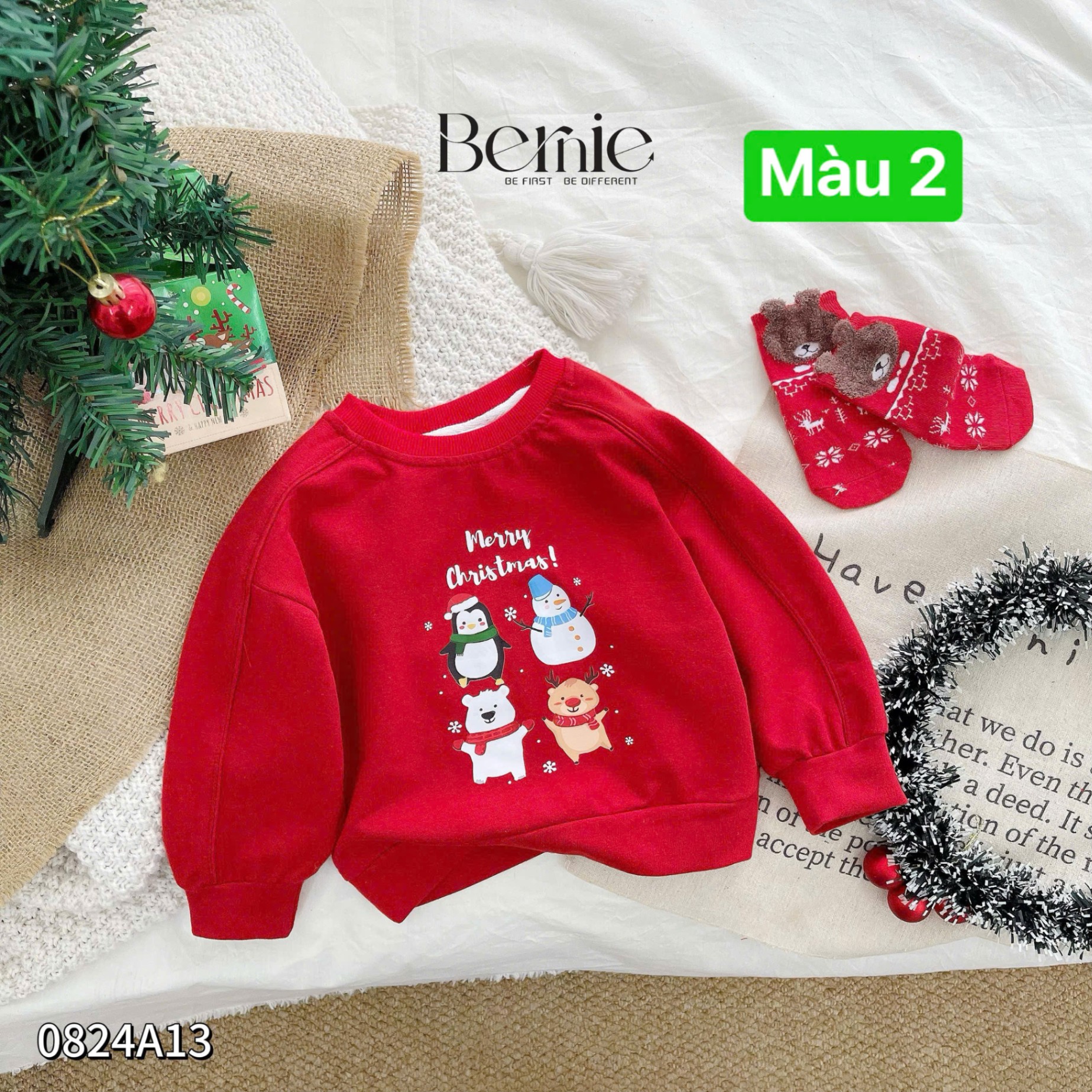 Áo noel đỏ họa tiết Bernie