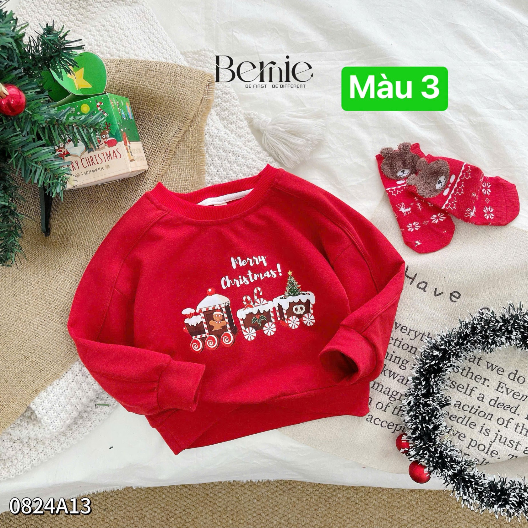 Áo noel đỏ họa tiết Bernie