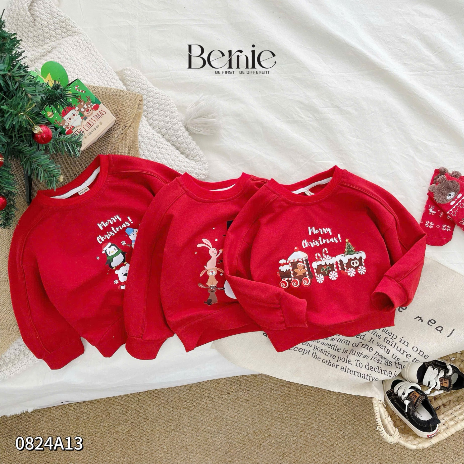 Áo noel đỏ họa tiết Bernie