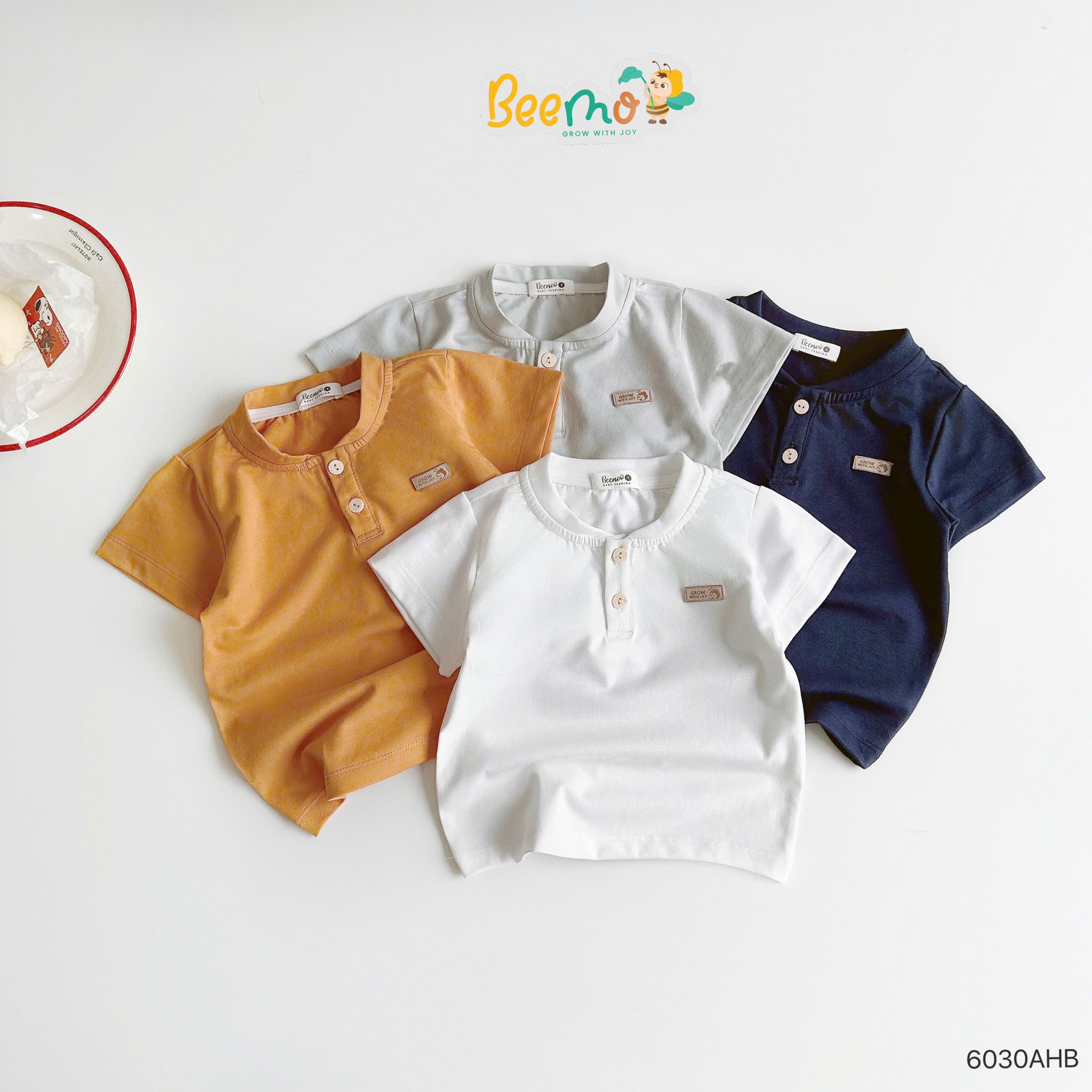 Áo phông cộc tay cổ bomber phối tag Beemo