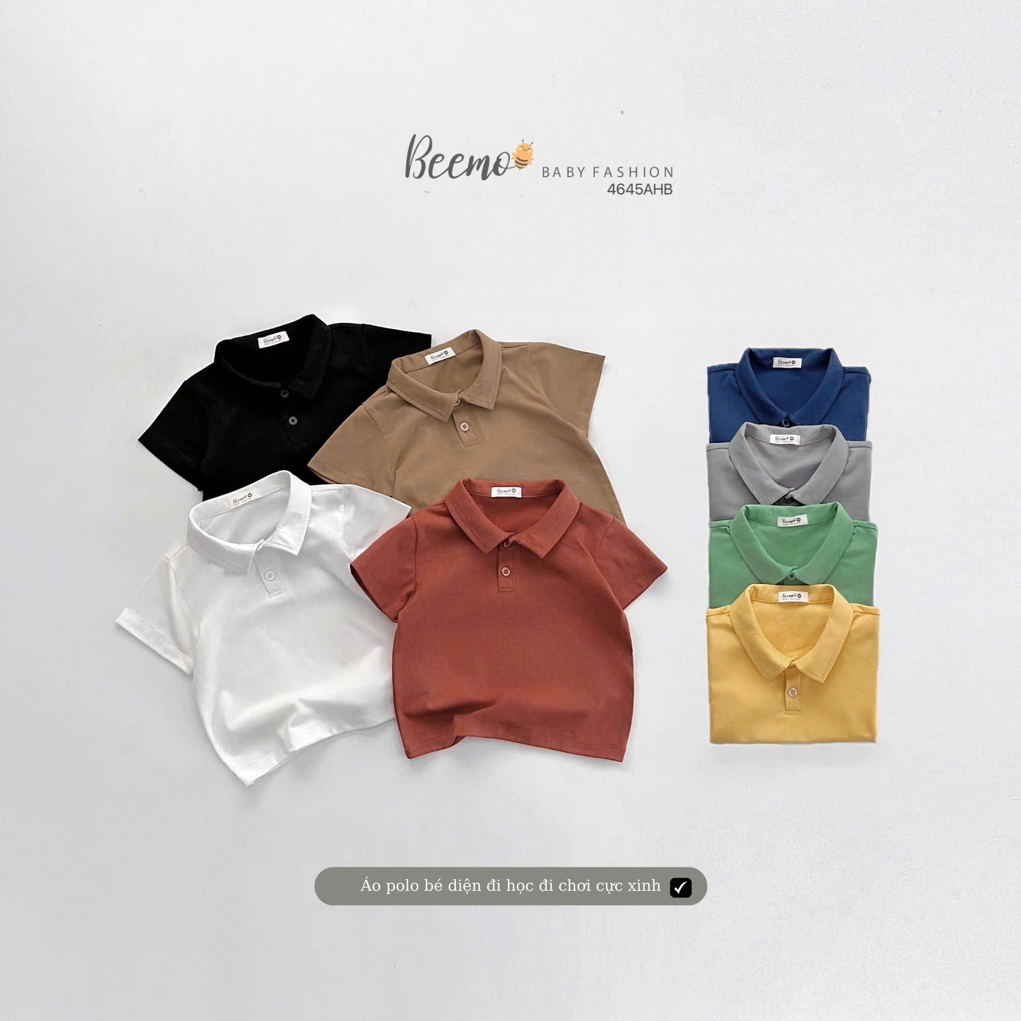 Áo phông cộc tay cổ polo trơn sắc màu Beemo
