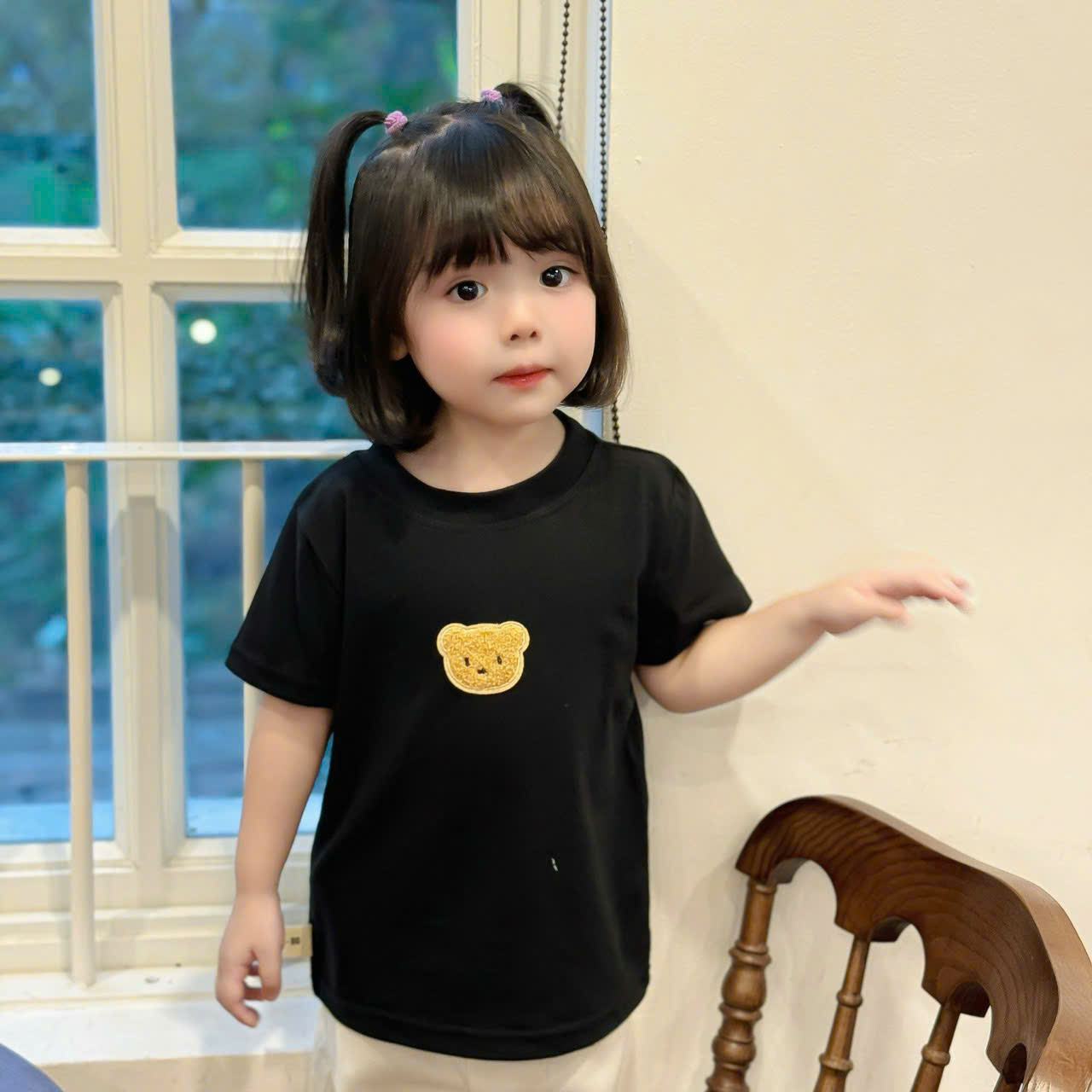 Áo phông cotton cộc tay in gấu Mozi cho bé