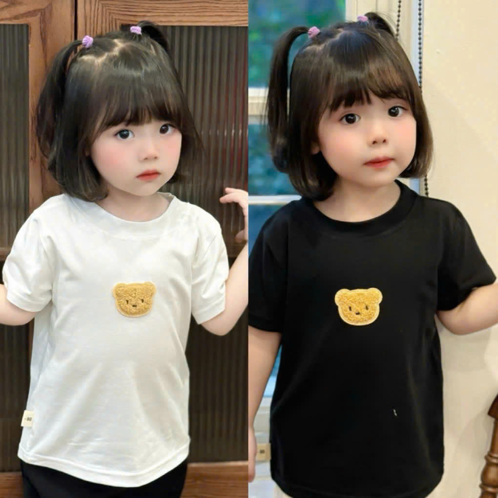 Áo phông cotton cộc tay in gấu Mozi cho bé