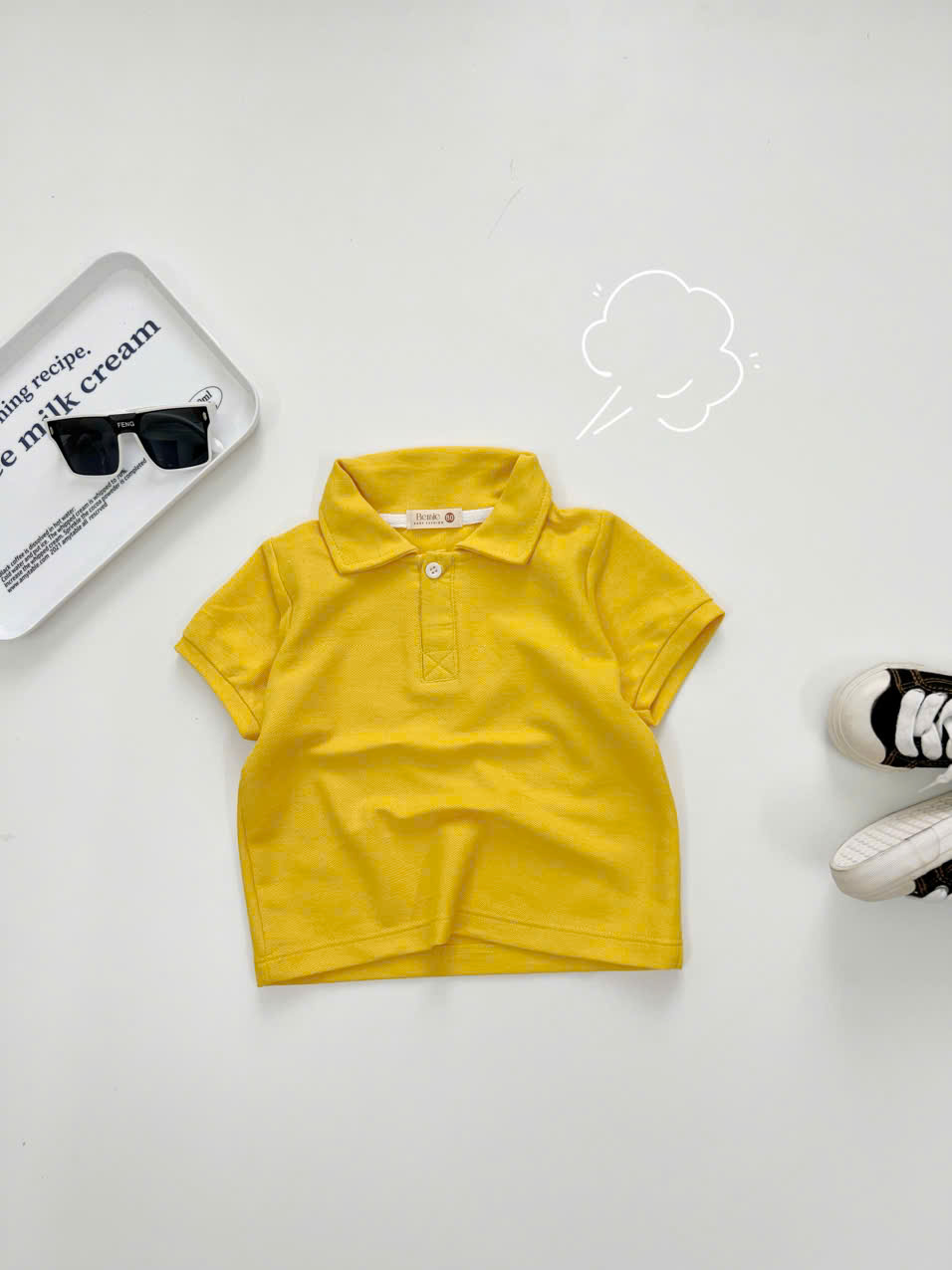 Áo phông polo trơn basic cộc tay Bernie cho bé trai bé gái