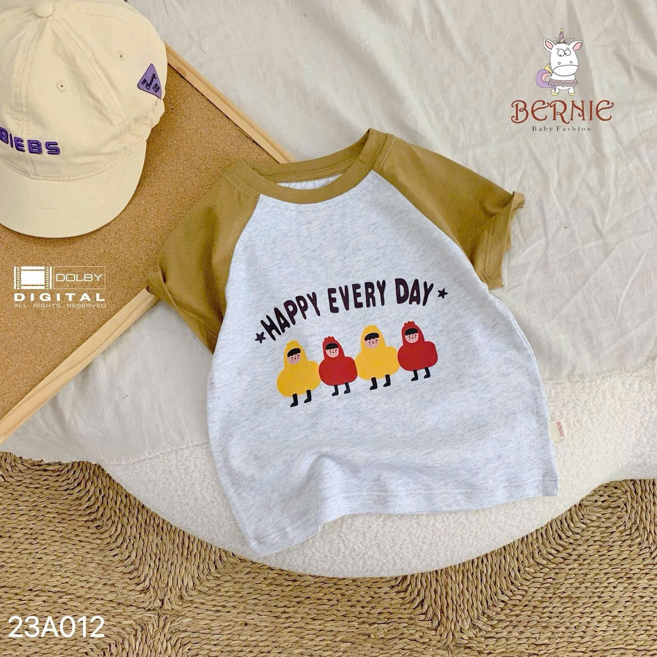 Áo phông zaclang cộc tay hoạt hình Bernie cho bé