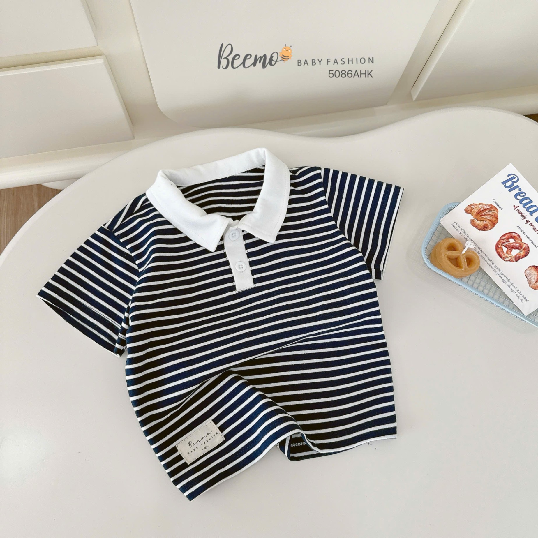 Áo polo kẻ ngang phối mác Beemo