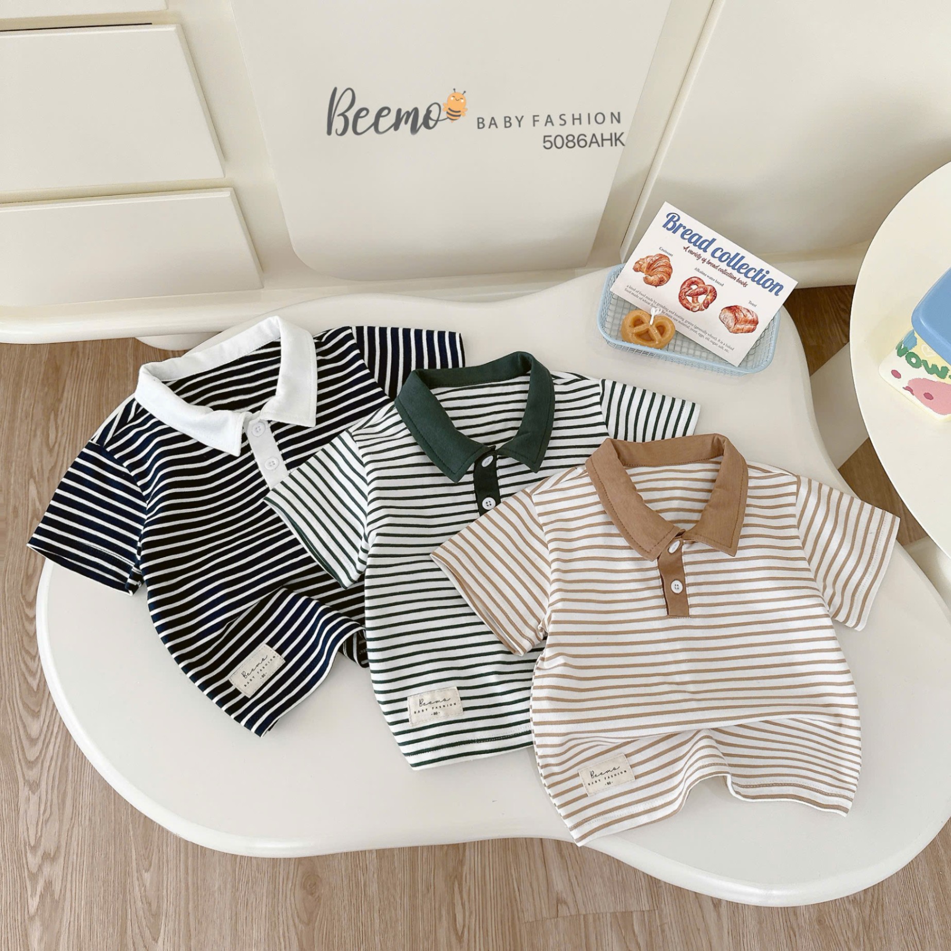 Áo polo kẻ ngang phối mác Beemo