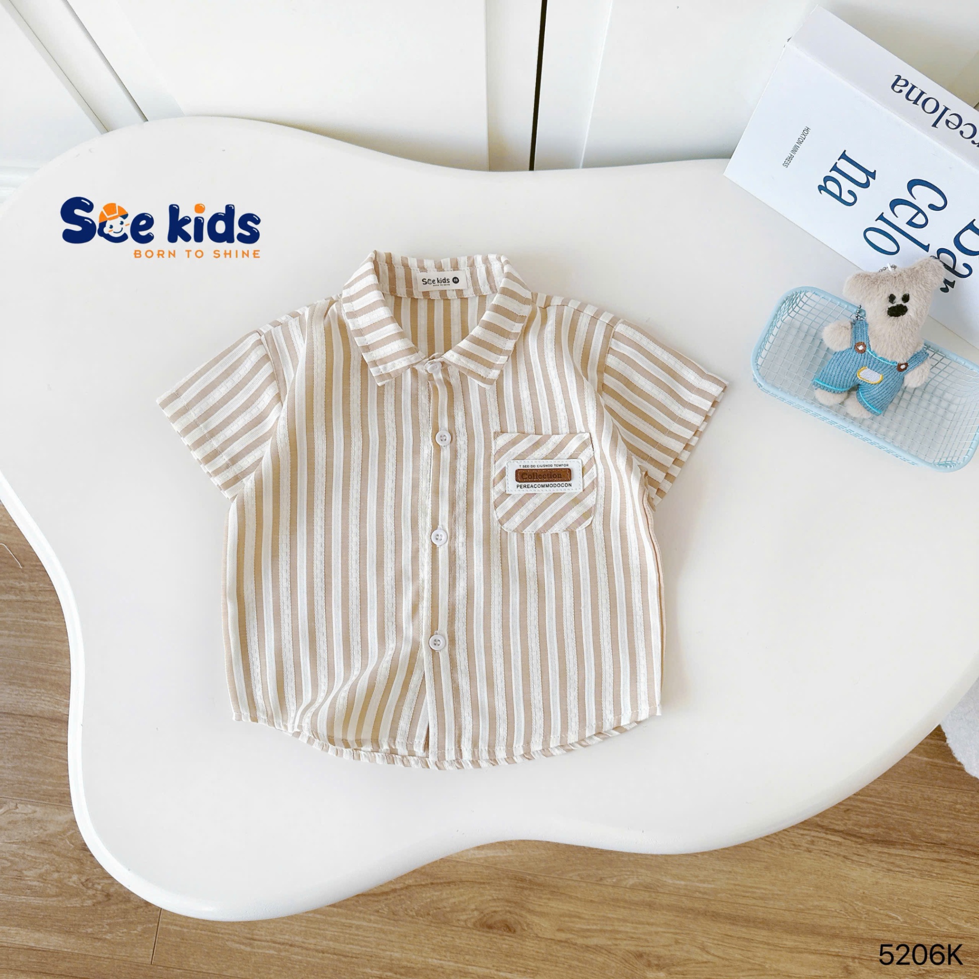 Áo sơ mi kẻ cộc tay SCE kids