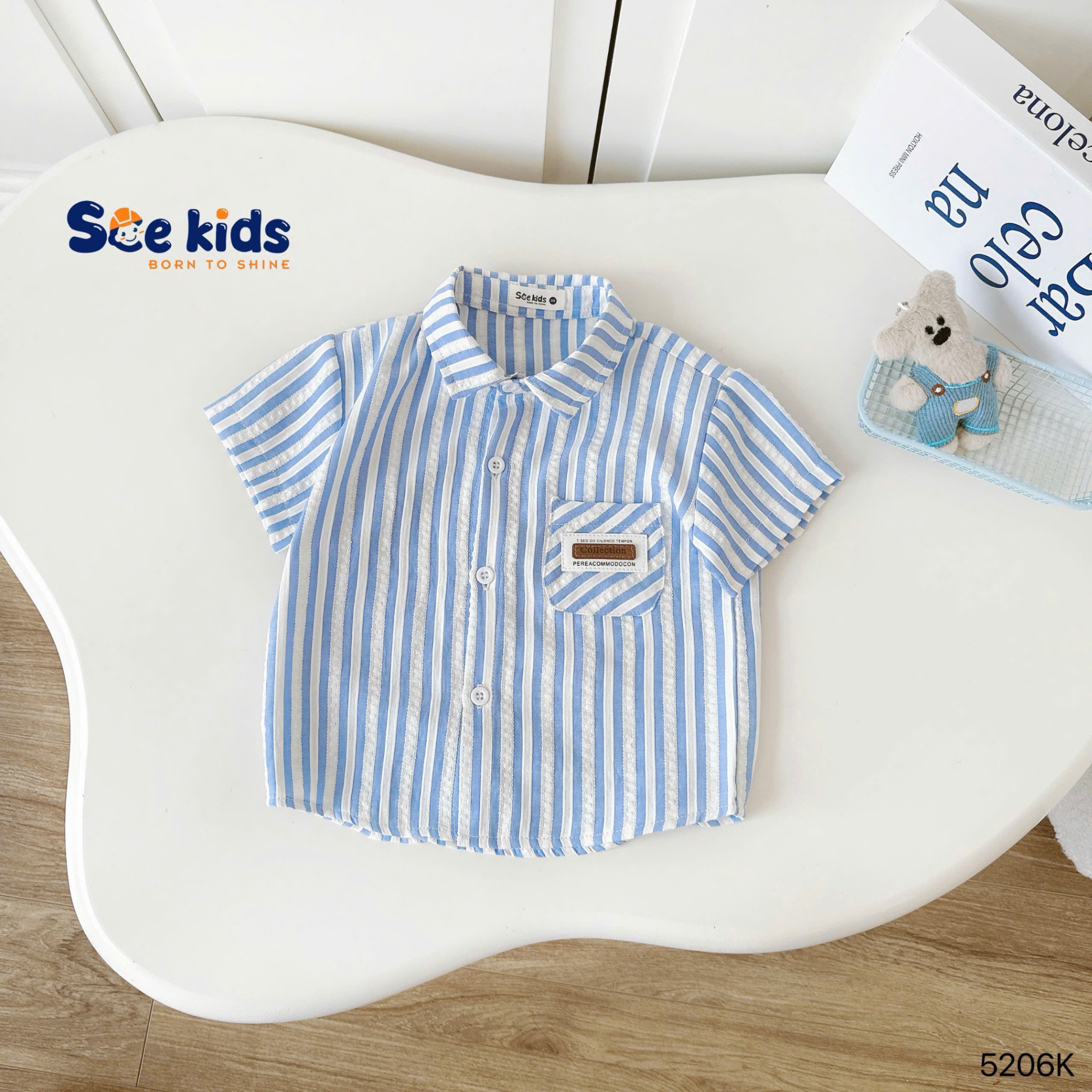 Áo sơ mi kẻ cộc tay SCE kids