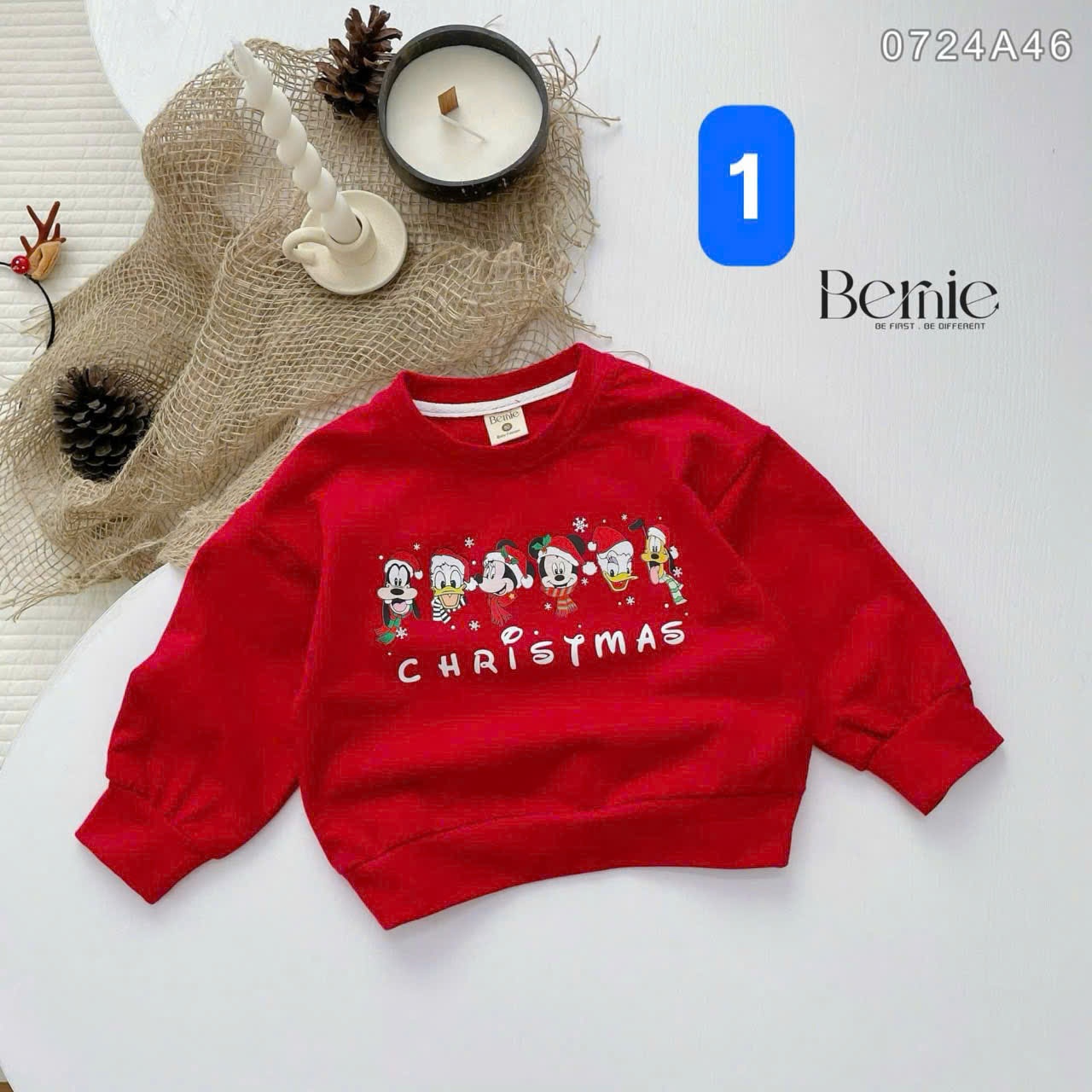 Áo sweeter đỏ hoạ tiết Giáng sinh Bernie