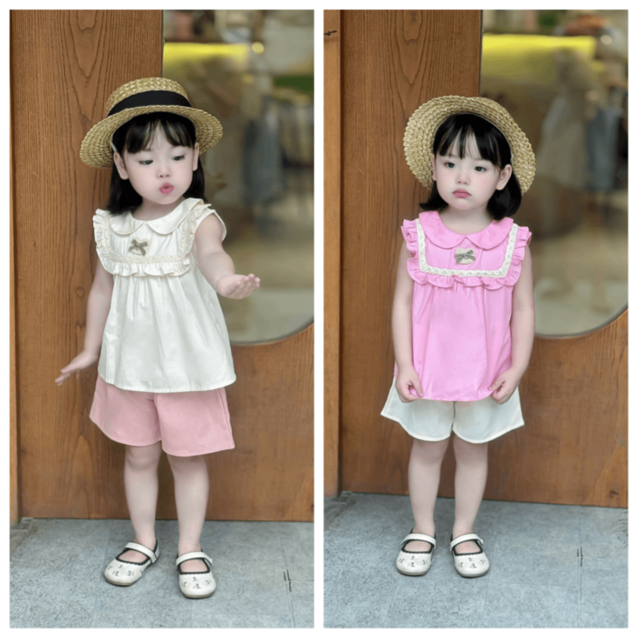 Bộ bé gái gắn sticker siêu dễ thương Mozi