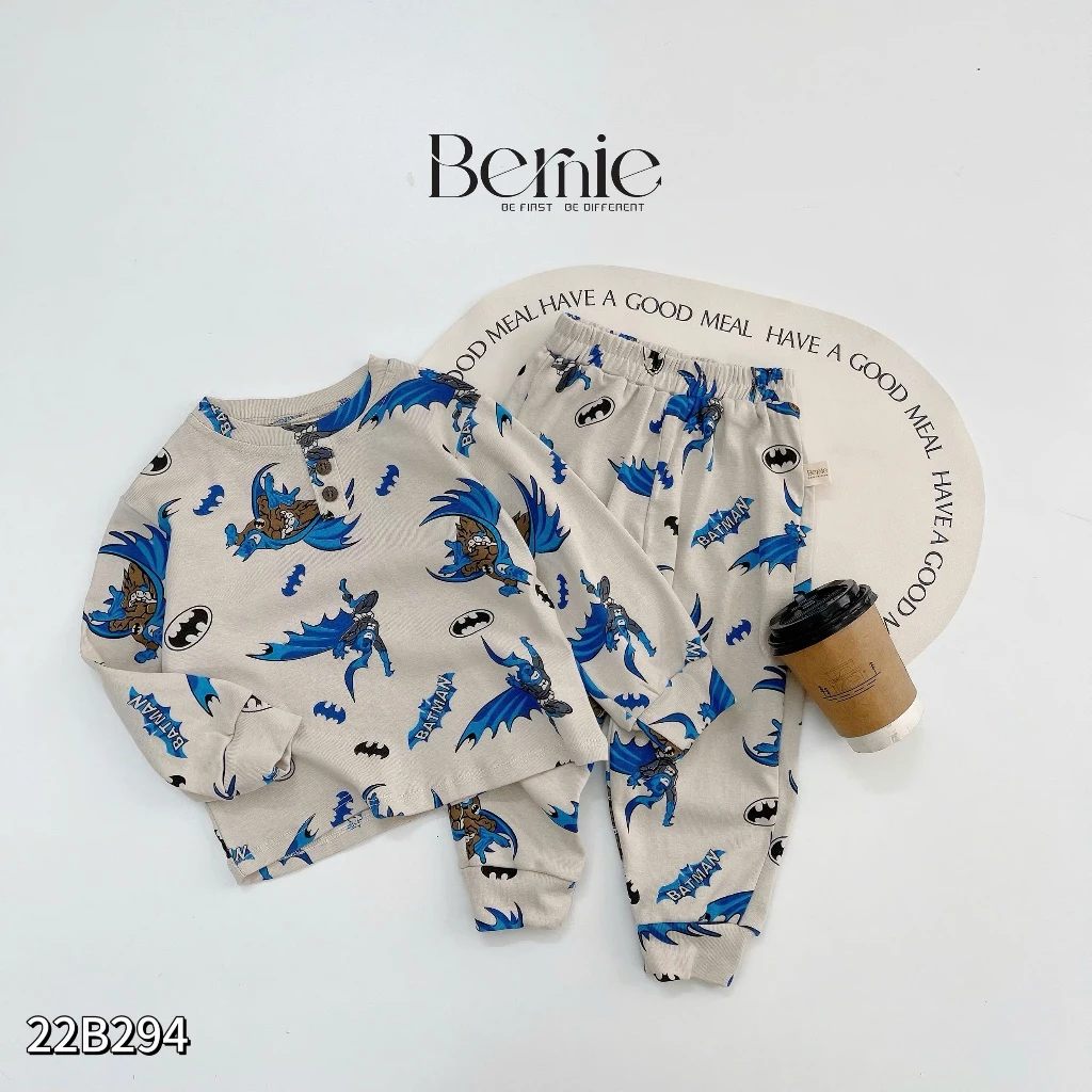Bộ bozip dài tay thu đông họa tiết Bernie cho bé