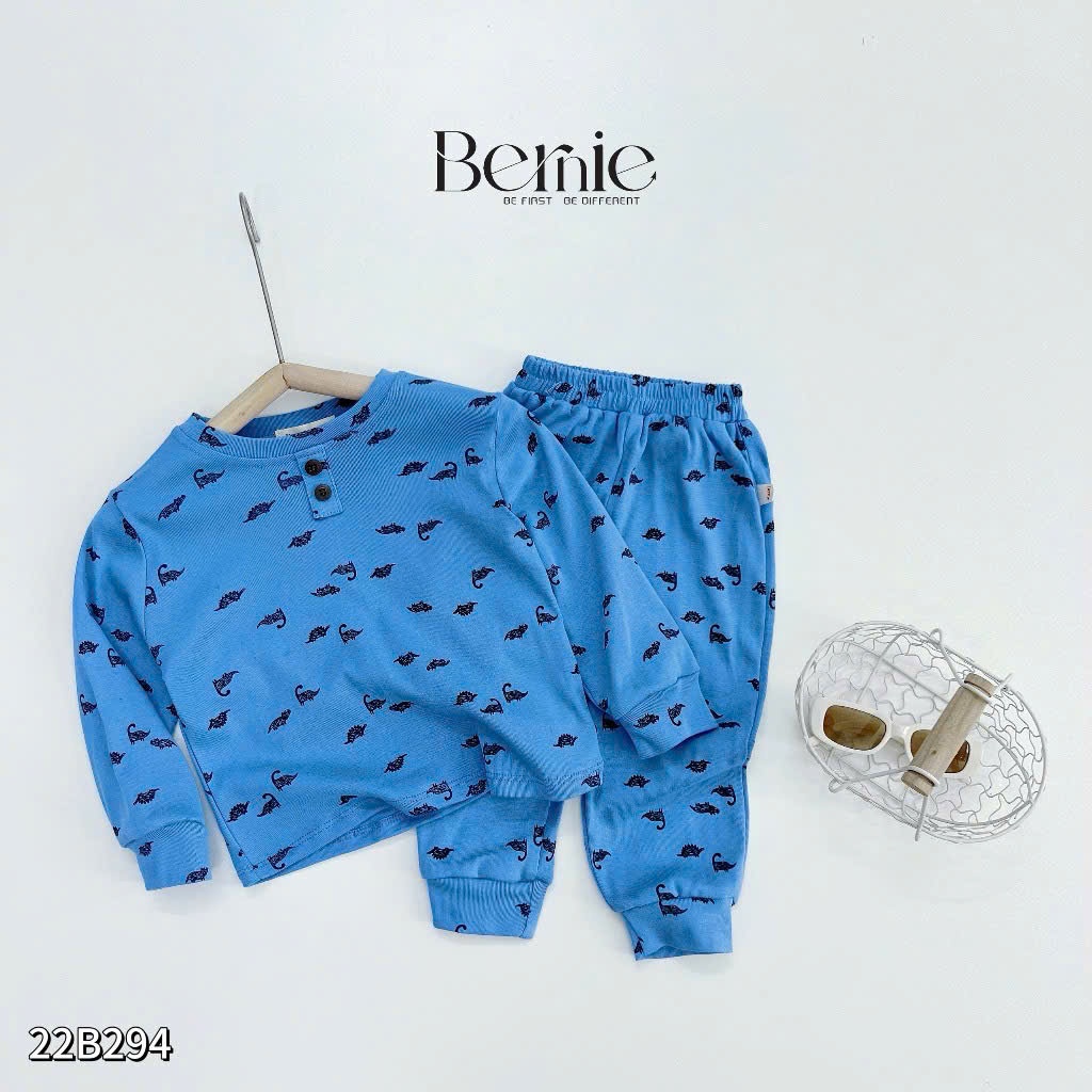 Bộ bozip dài tay thu đông họa tiết Bernie cho bé