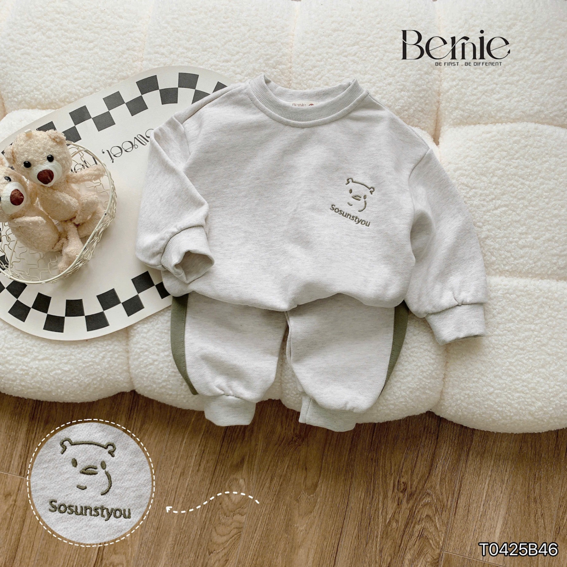 Bộ cotton da cá gấu nhí Bernie