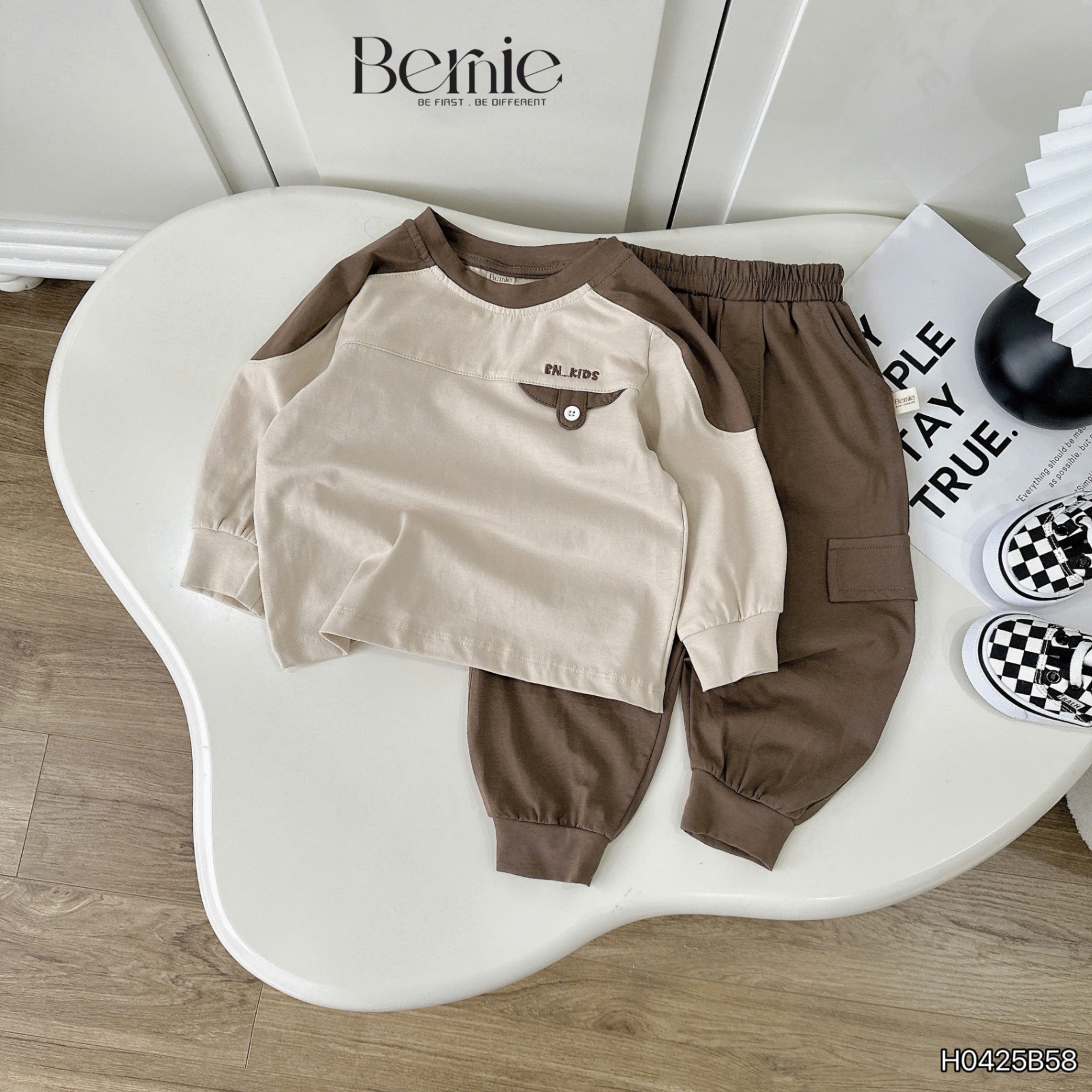 Bộ cotton dài tay phối màu BN Kids Bernie