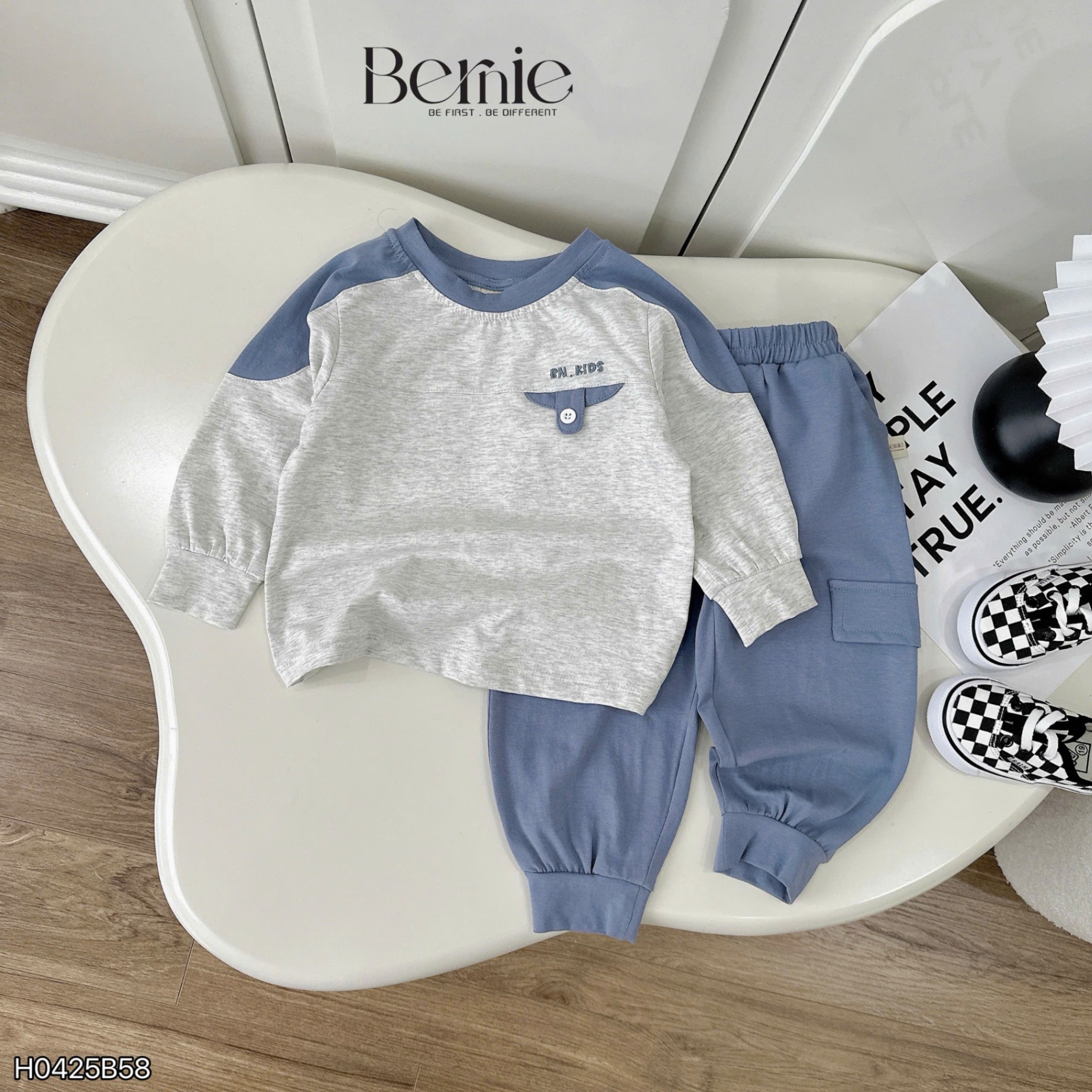 Bộ cotton dài tay phối màu BN Kids Bernie