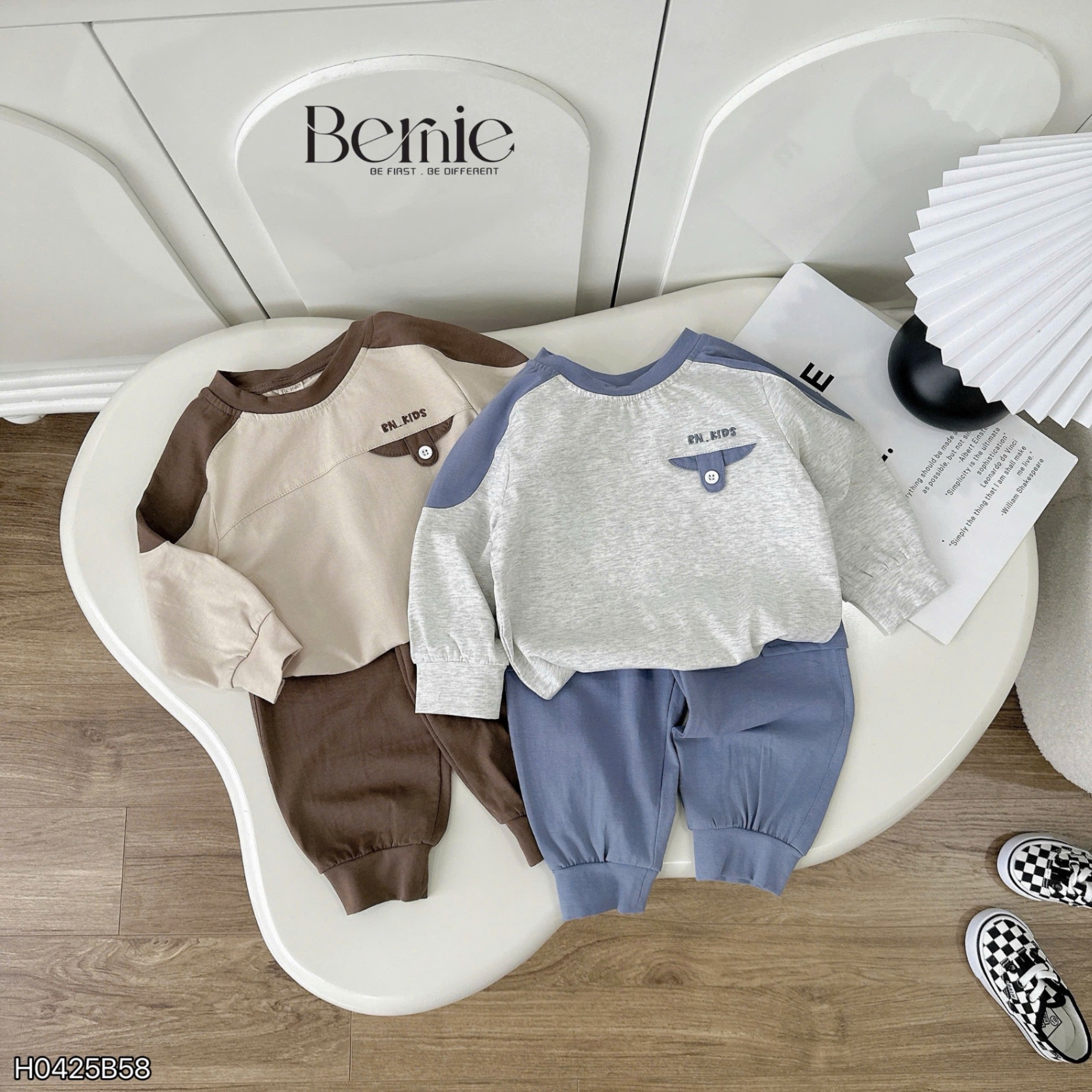 Bộ cotton dài tay phối màu BN Kids Bernie