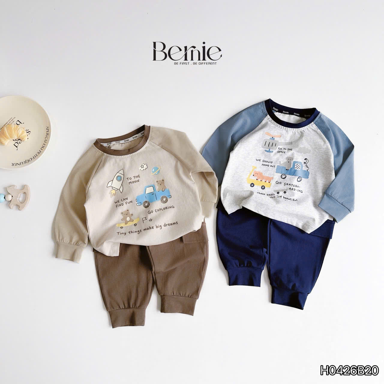 Bộ cotton dài tay raglan rider BERNIE
