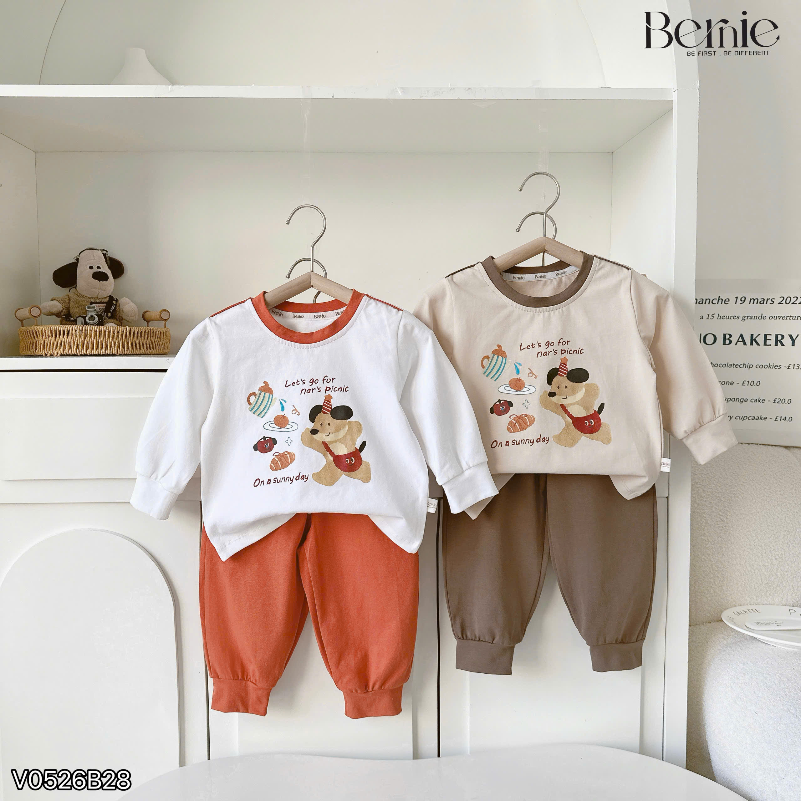 Bộ cotton phối cổ picnic bear Bernie