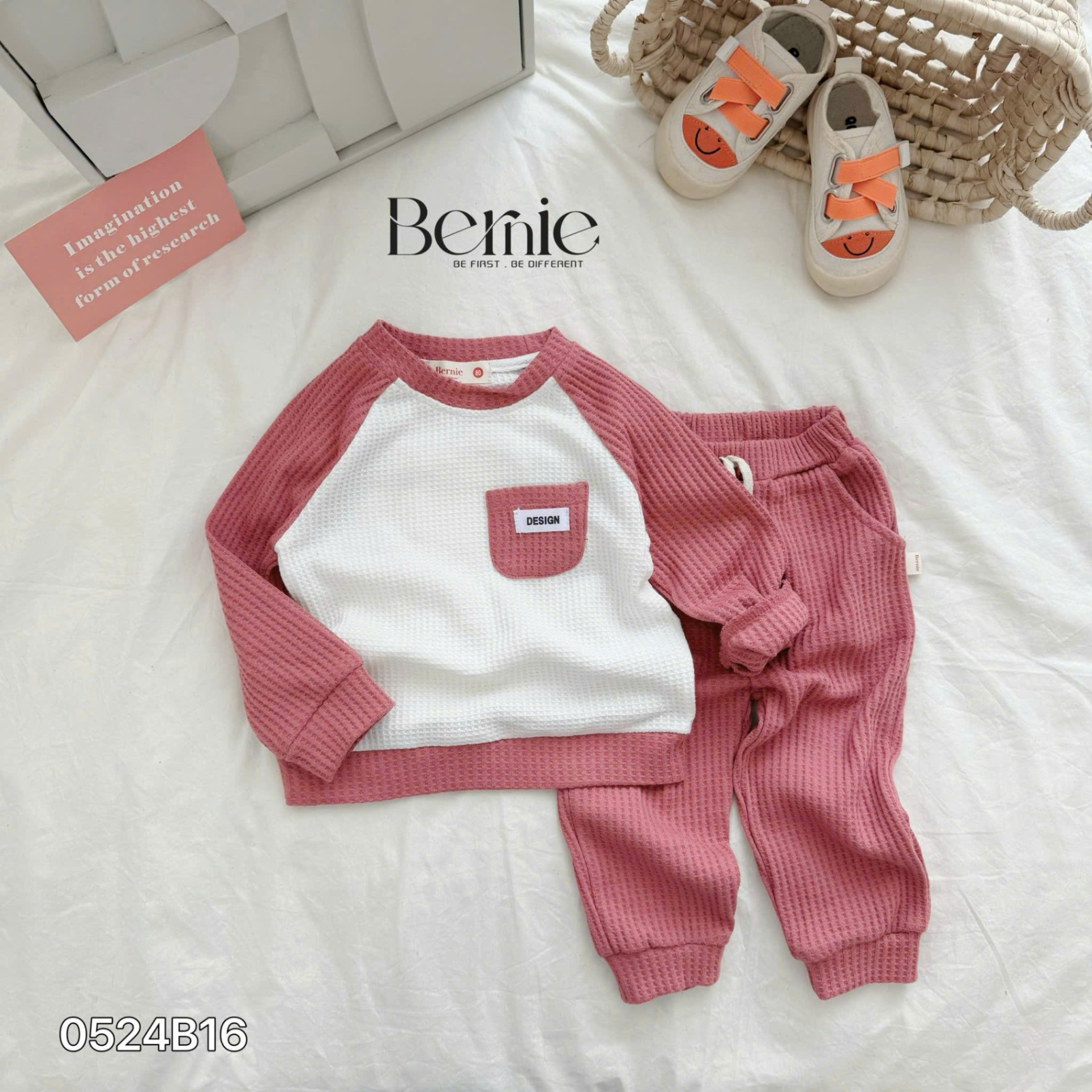 Bộ cotton xốp dài tay dáng basic Bernie cho bé trai bé gái