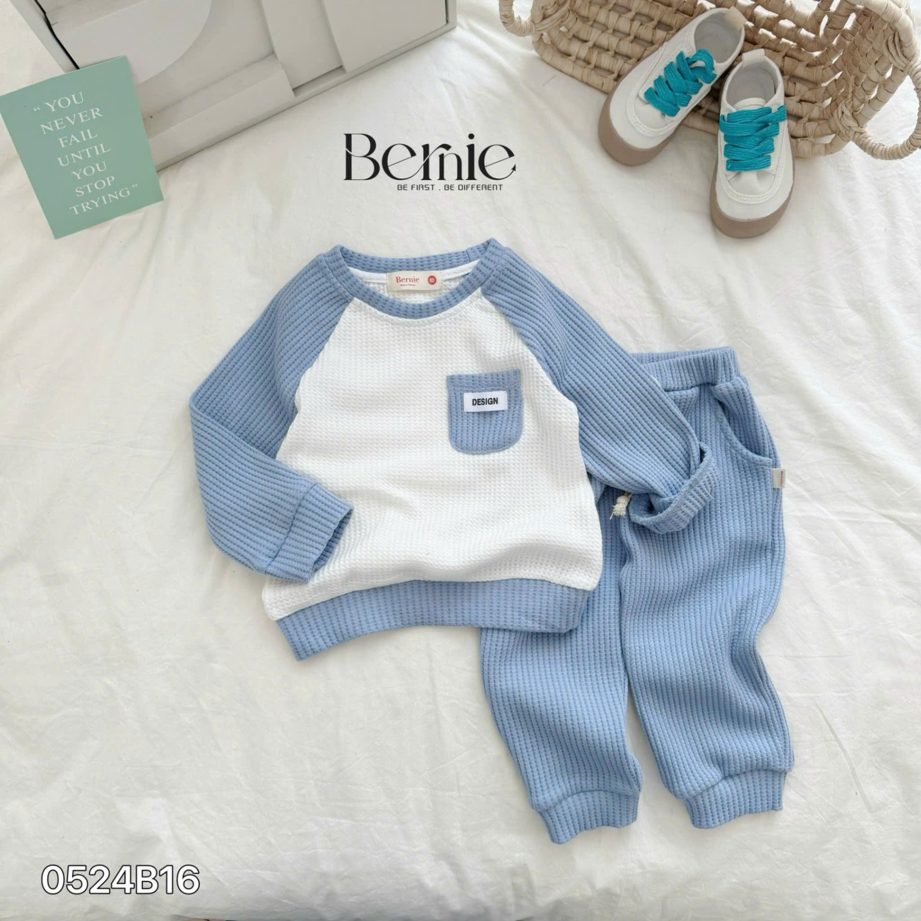 Bộ cotton xốp dài tay dáng basic Bernie cho bé trai bé gái