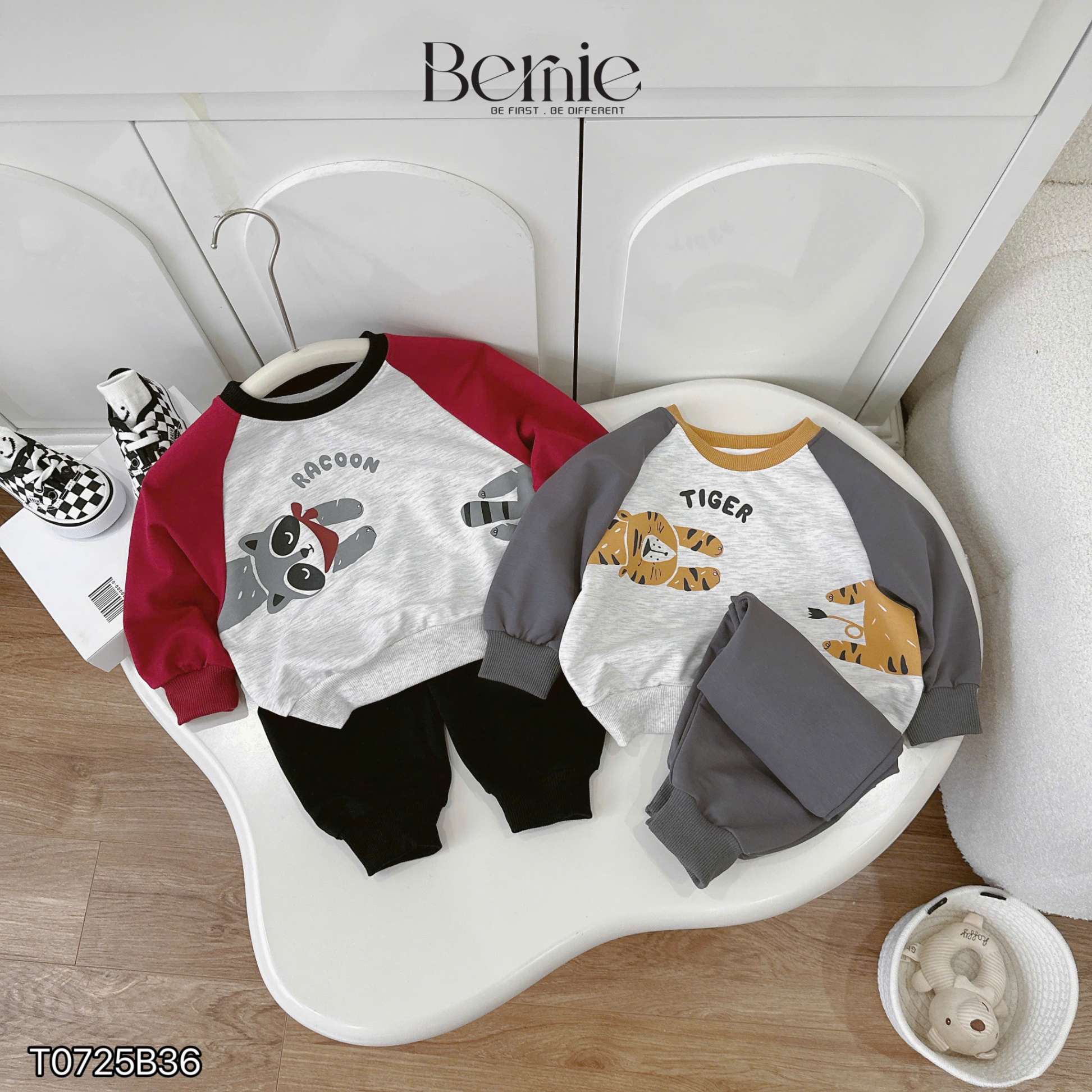 Bộ da cá tay raglan animal Bernie