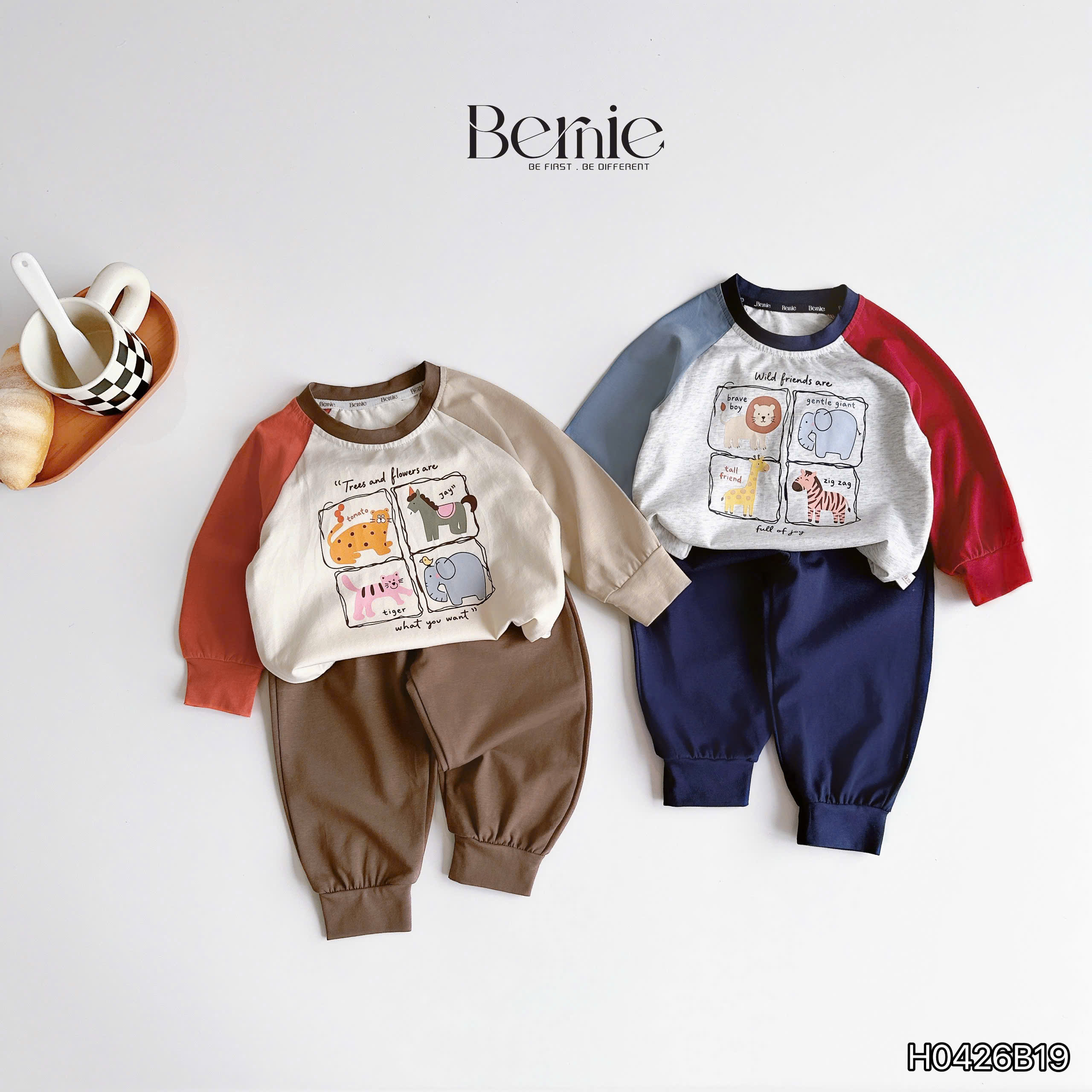 Bộ dài tay raglan puppy friends Bernie