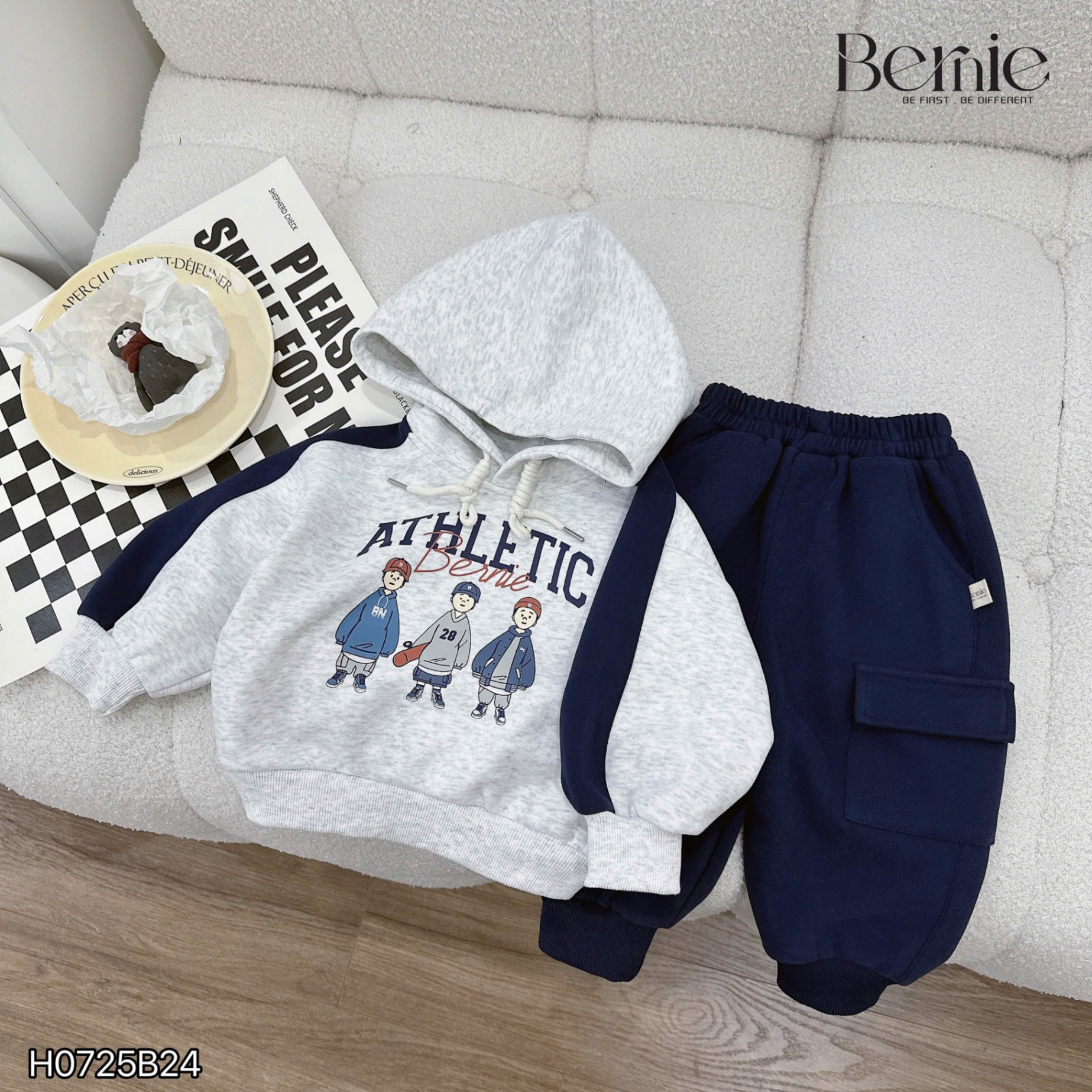 Bộ nỉ 2 da hoodie athletic Bernie