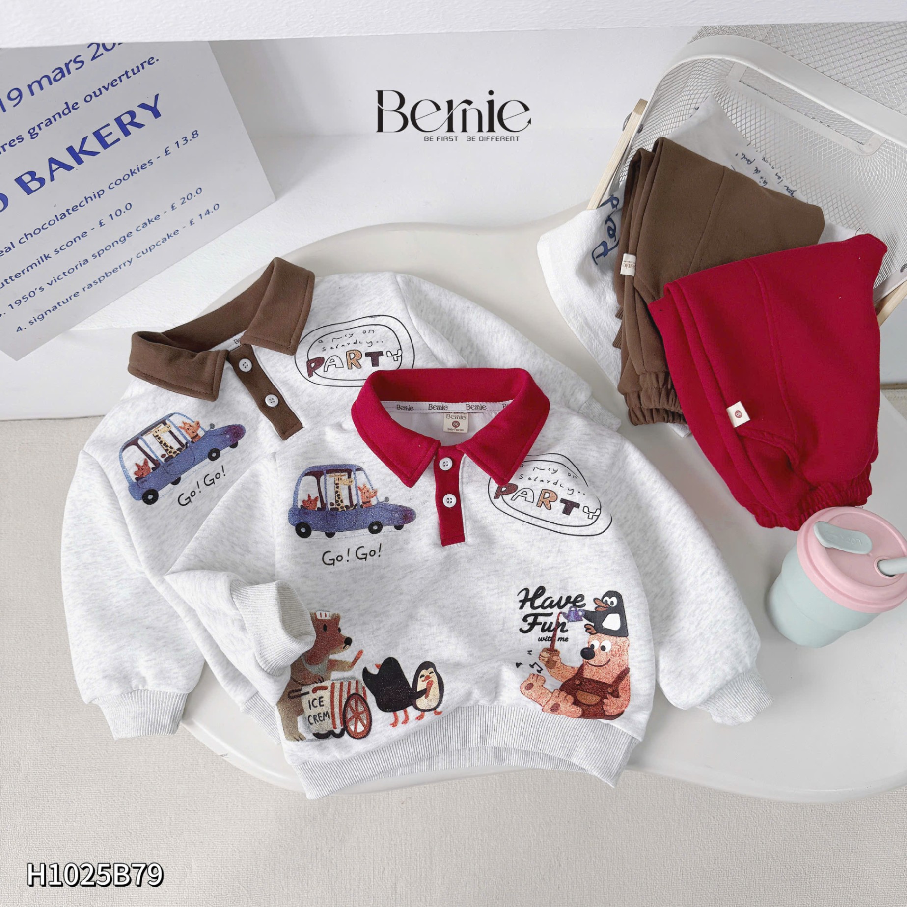 Bộ nỉ áo polo bear adventure Bernie