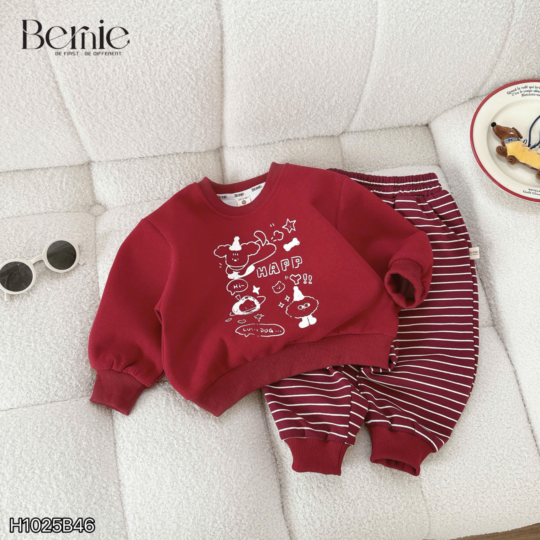 Bộ nỉ quần kẻ lucky dog Bernie
