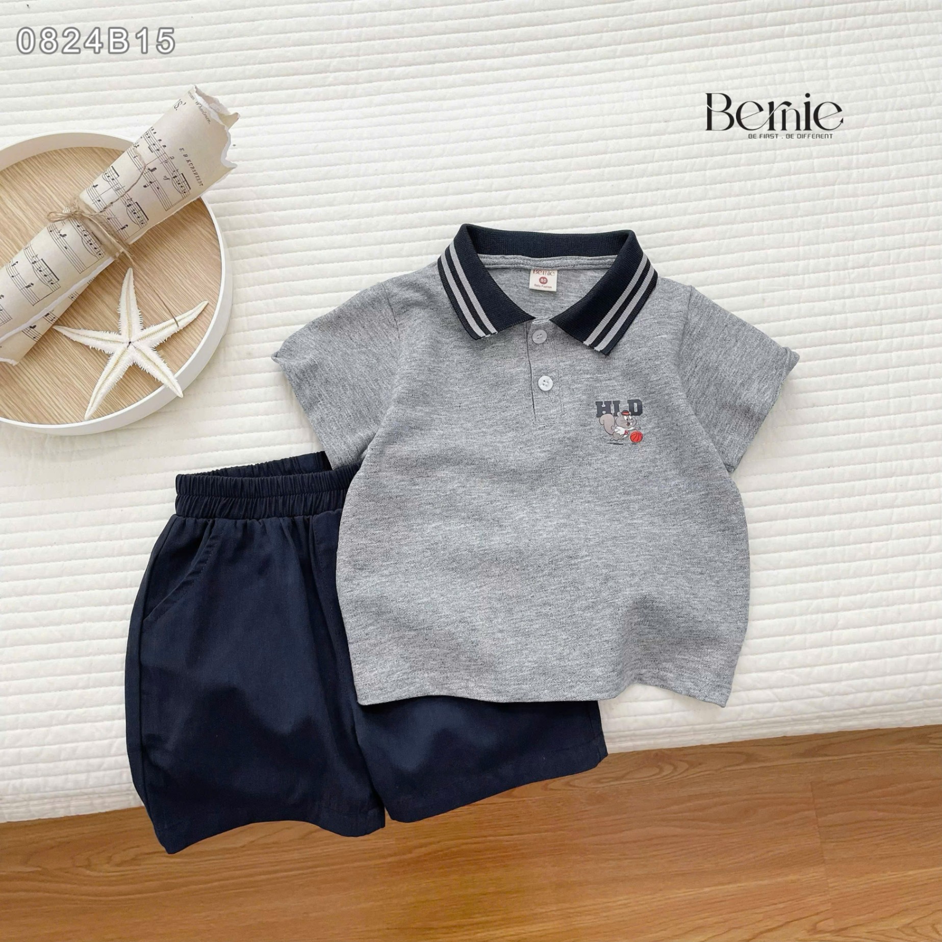 Bộ polo cộc tay cổ dệt HLD Bernie