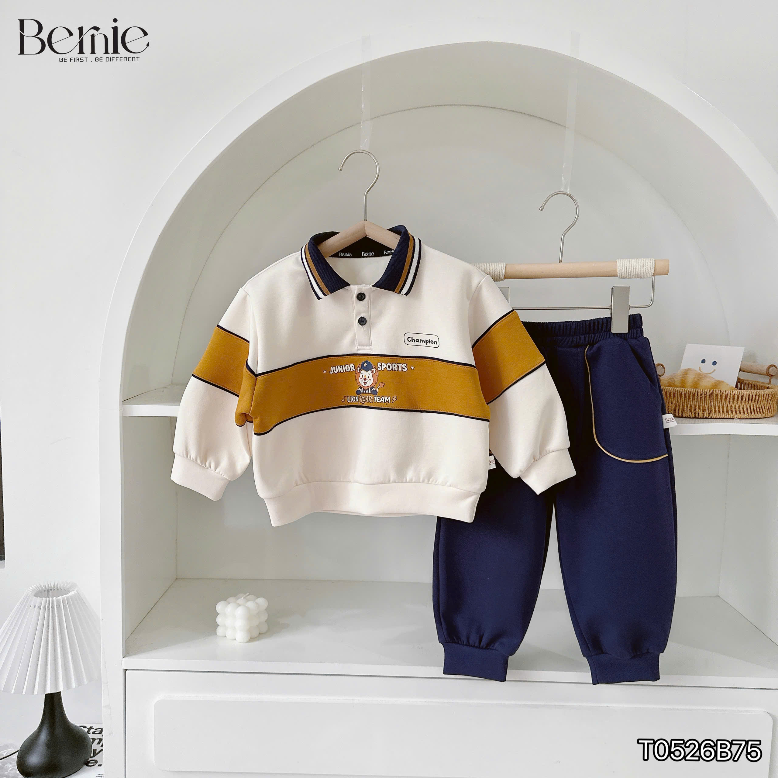 Bộ polo in hình sư tử junior sport BERNIE