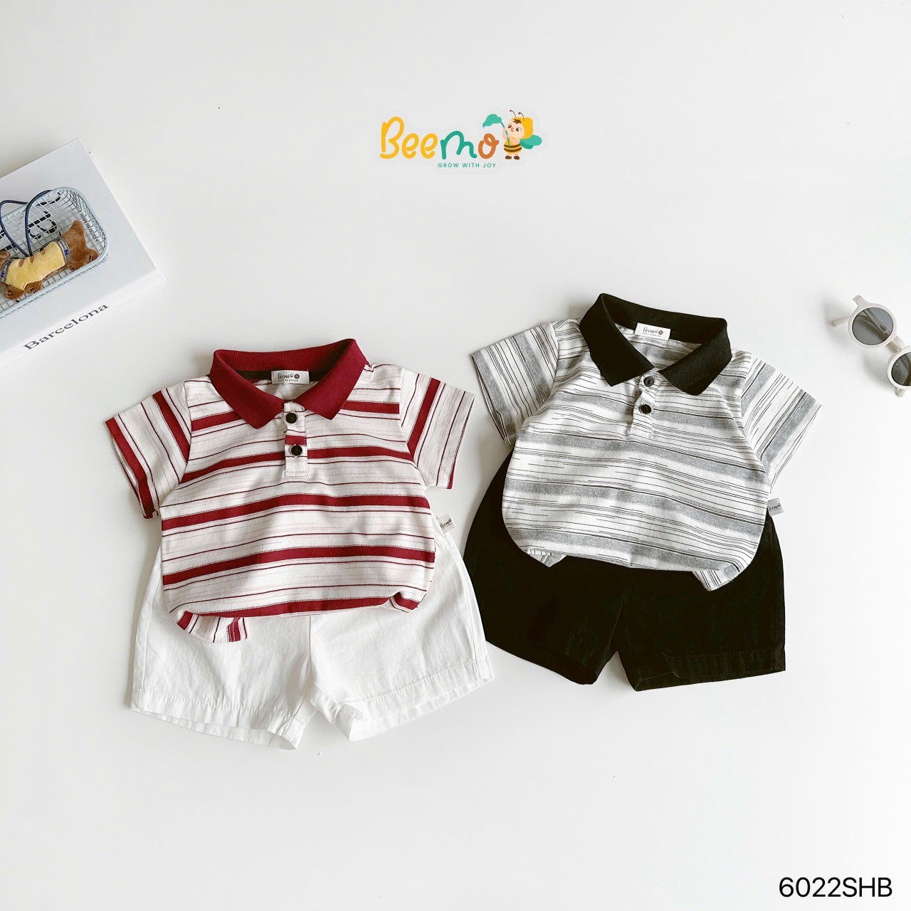 Bộ polo kẻ ngang quần kaki Beemo