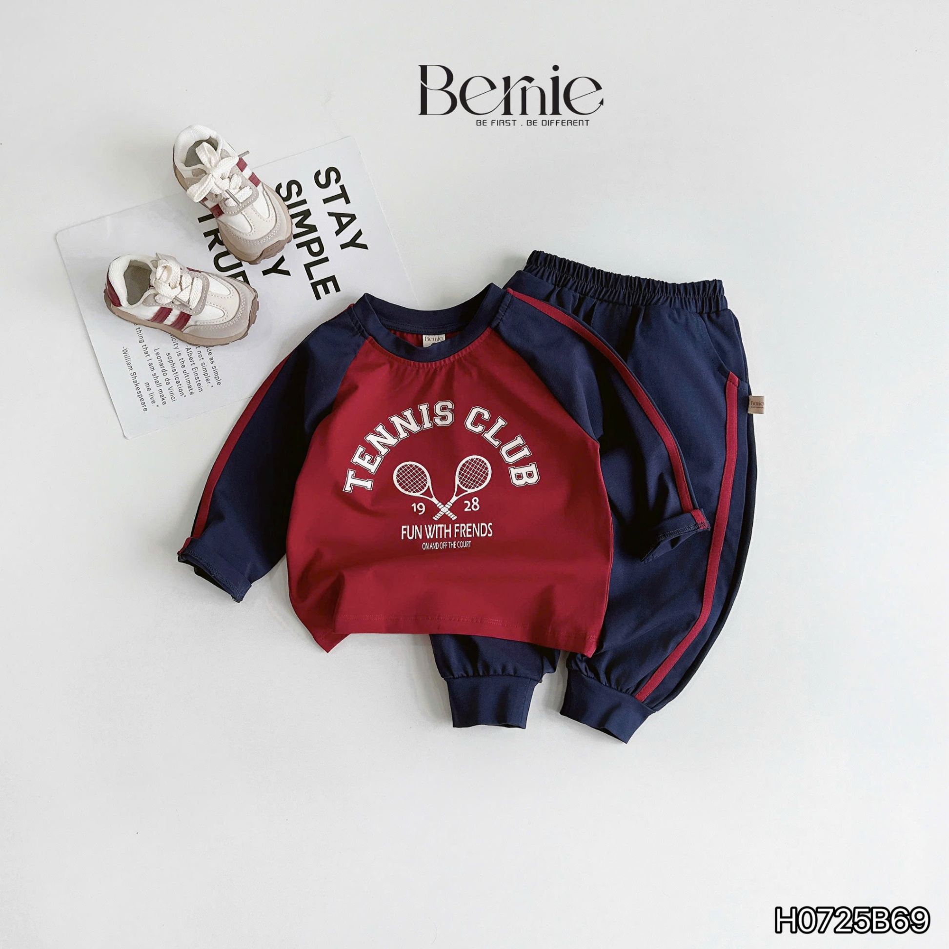 Bộ raglan phối dây tennis club Bernie