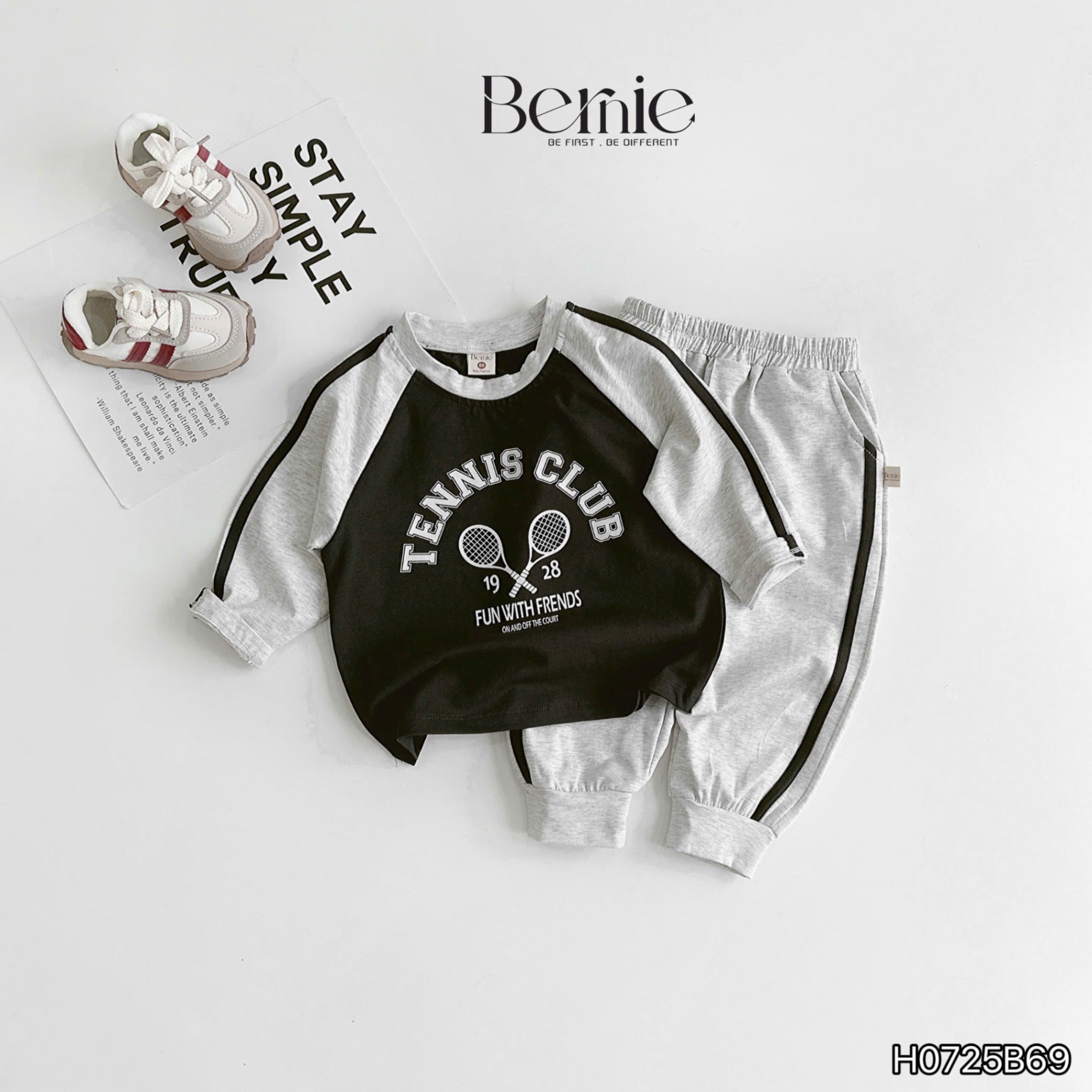 Bộ raglan phối dây tennis club Bernie