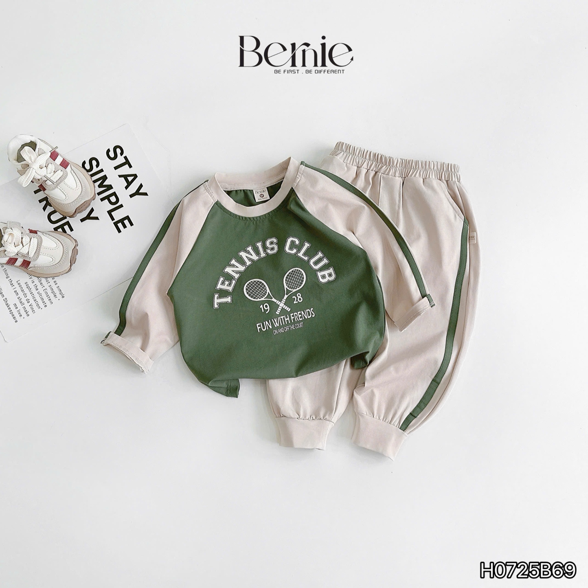 Bộ raglan phối dây tennis club Bernie