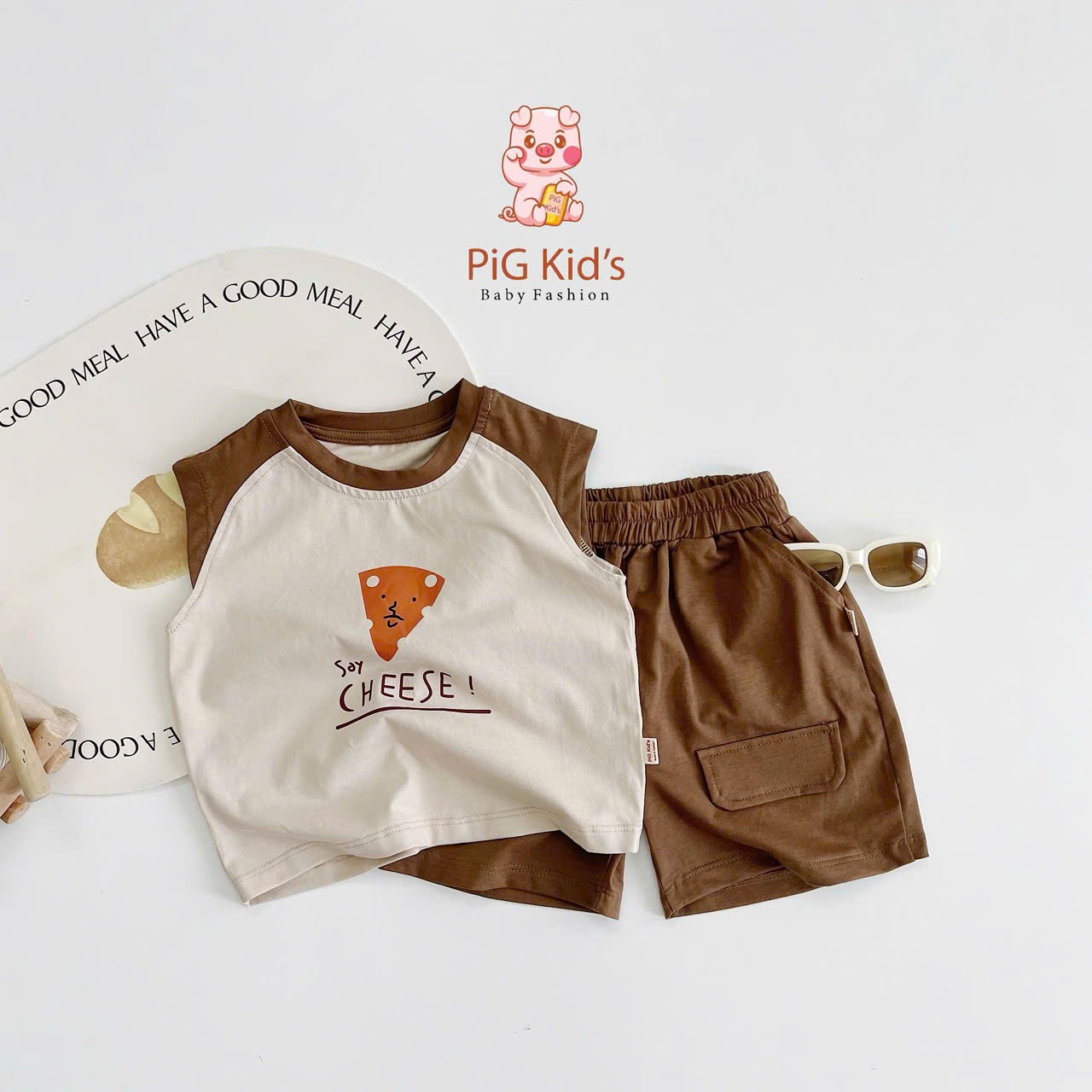Bộ tanktop in hình phomai pigkid