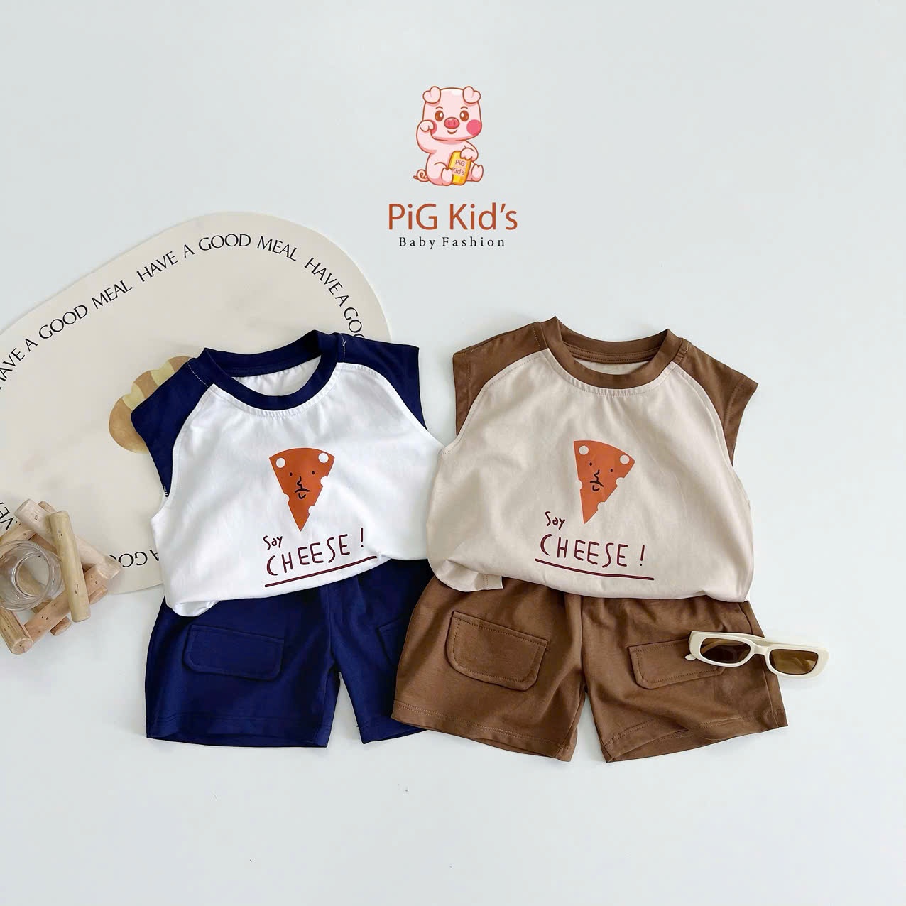Bộ tanktop in hình phomai pigkid