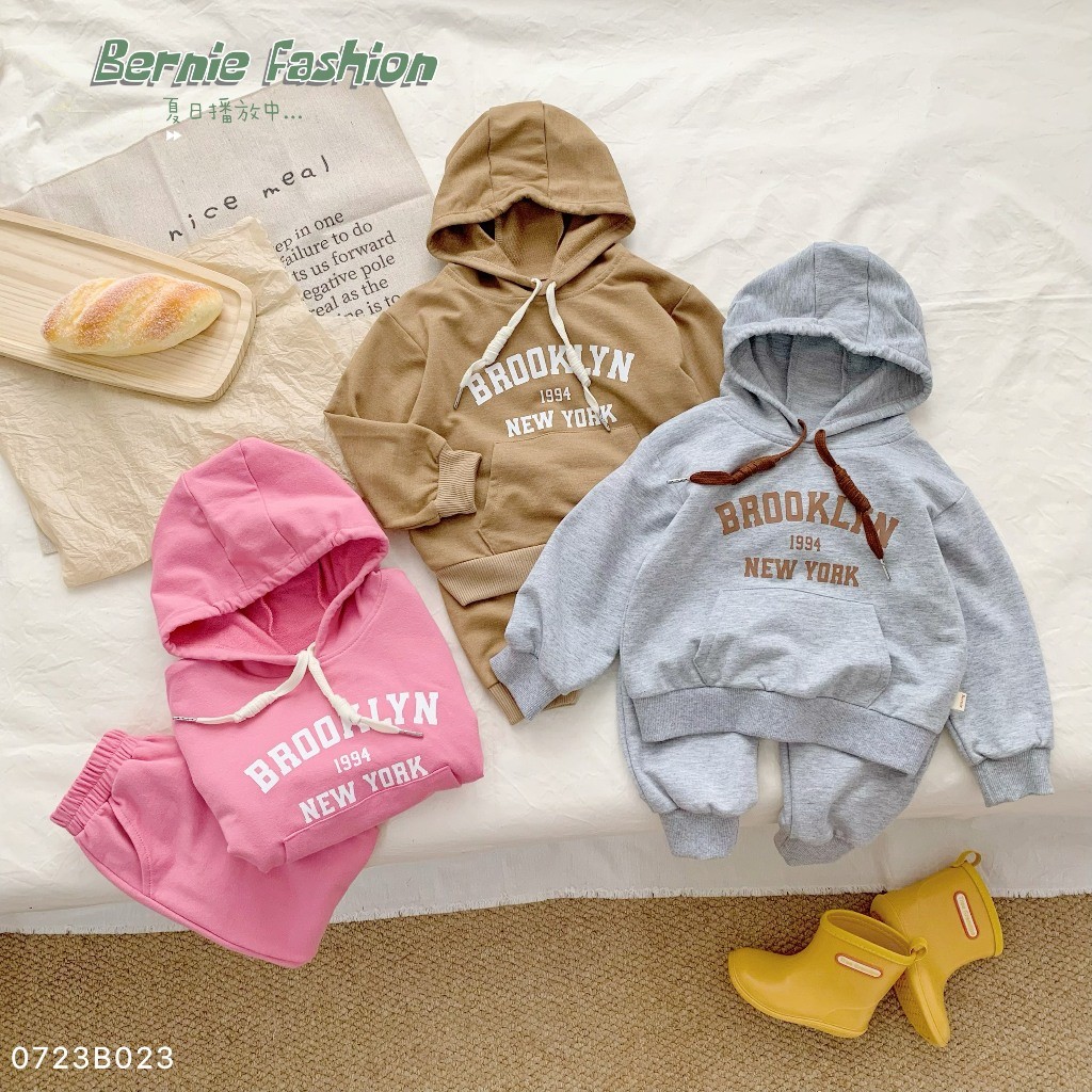 Bộ thu đông có mũ Brooklyn Bernie - bộ hoodie cho bé trai bé gái