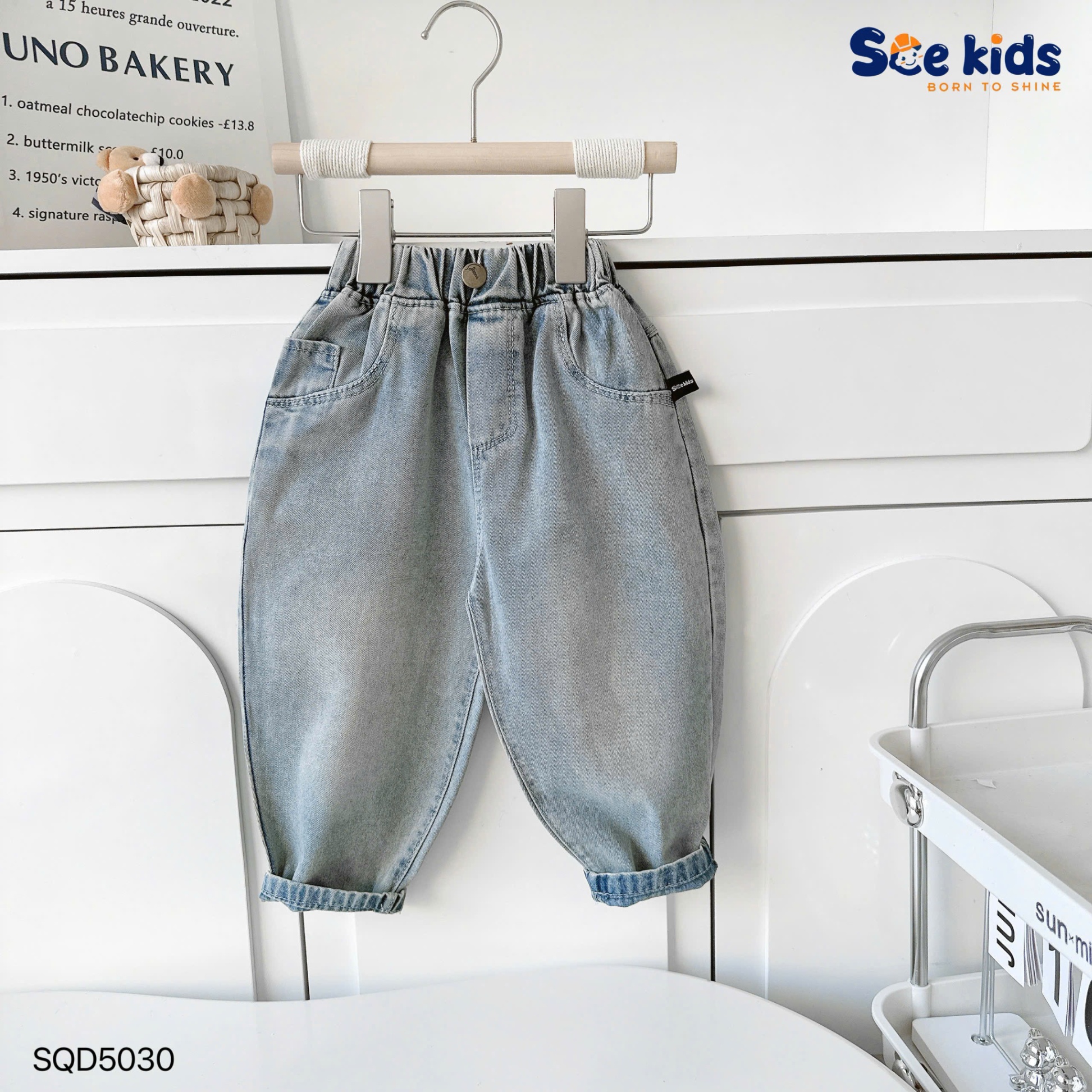 Quần bò túi gấu SCE kids