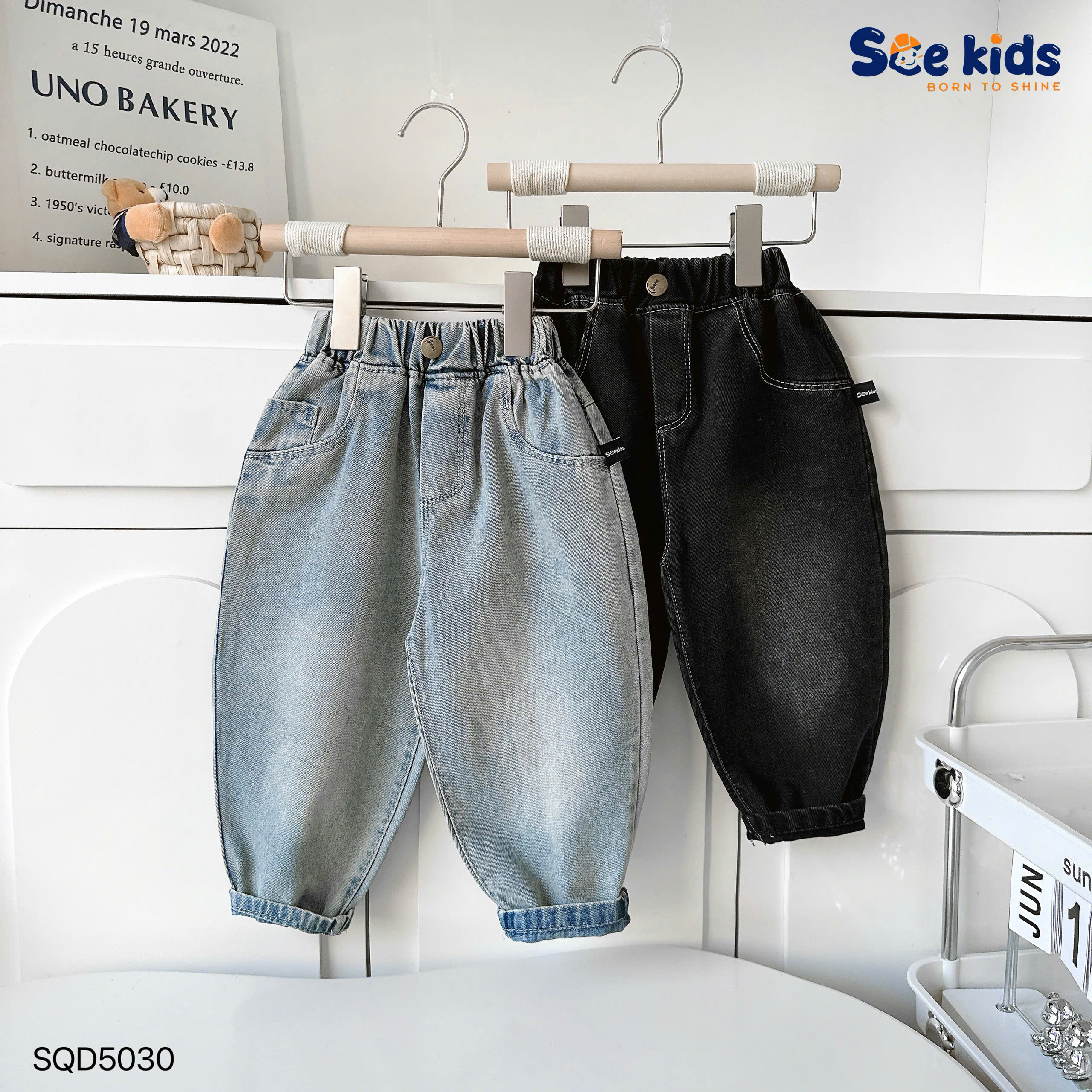 Quần bò túi gấu SCE kids