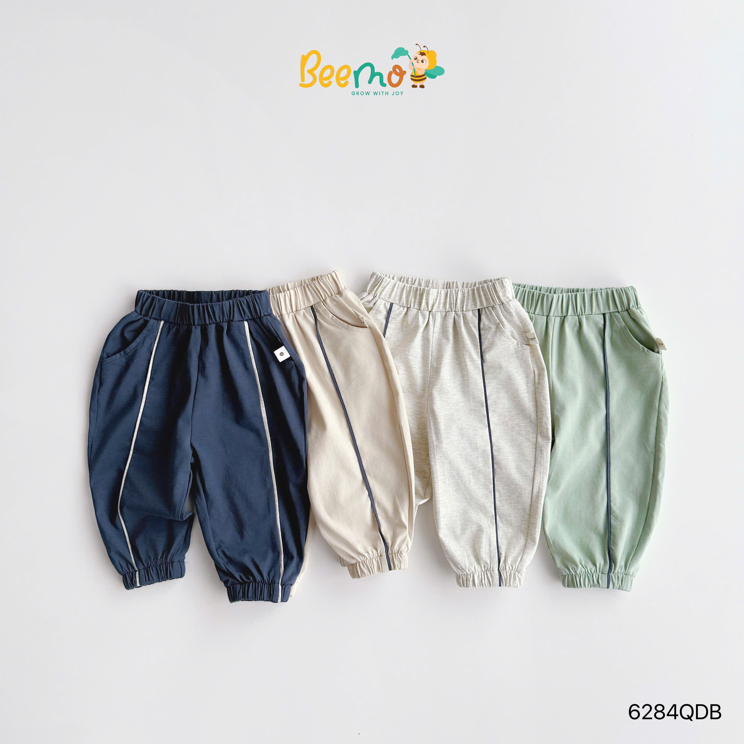 Quần dài cotton bo gấu phối line Beemo