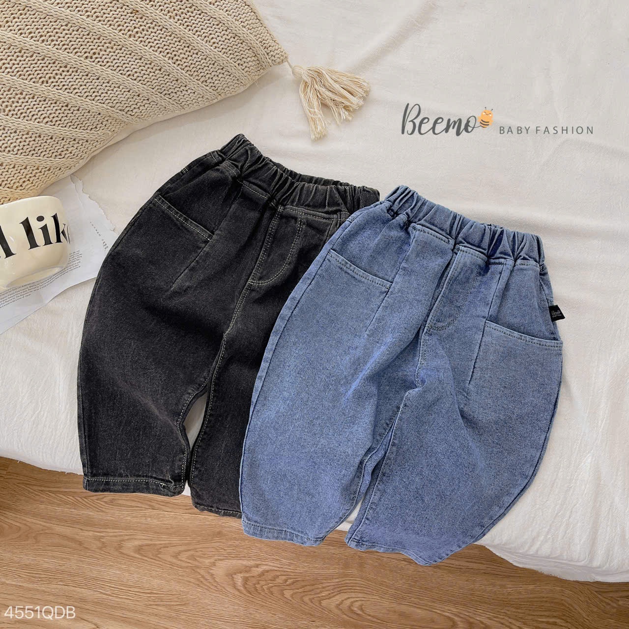 Quần jeans baggy co giãn Beemo cho bé