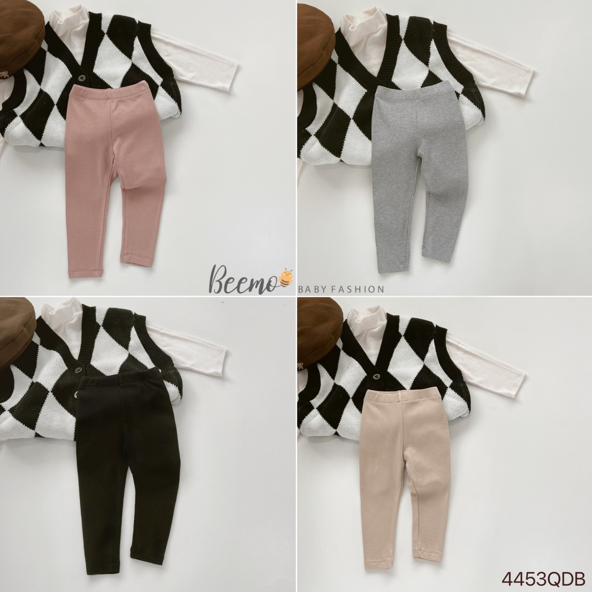 Quần legging tăm mềm basic Beemo cho bé gái